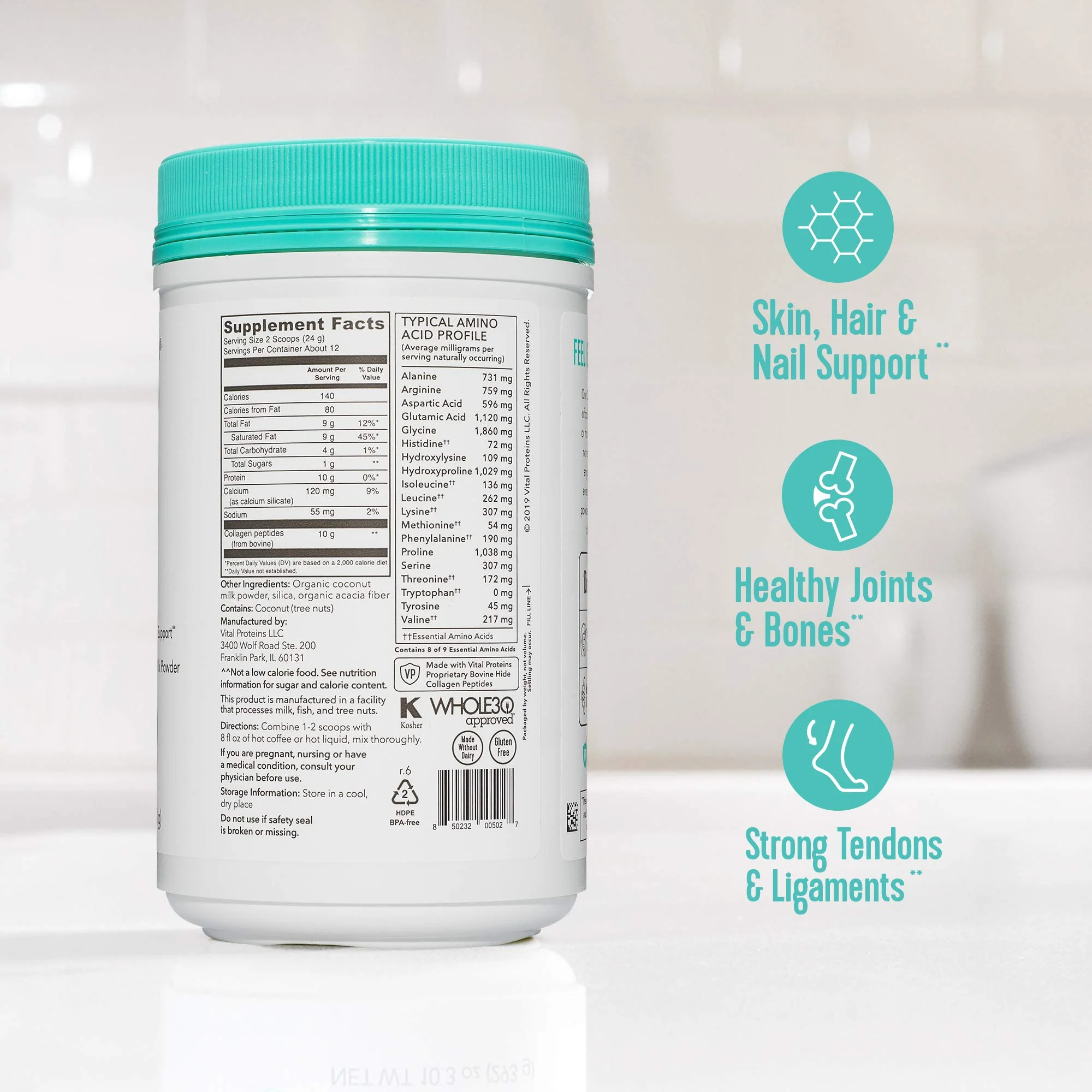Vital Proteins Collagen Coffee Creamer, Non Dairy & Low Sugar Powder with Collagen Peptides Supplement - Supporting Healthy Hair, Skin, Nails with Energy-Boosting MCTs - Coconut 10.3oz - Image 4