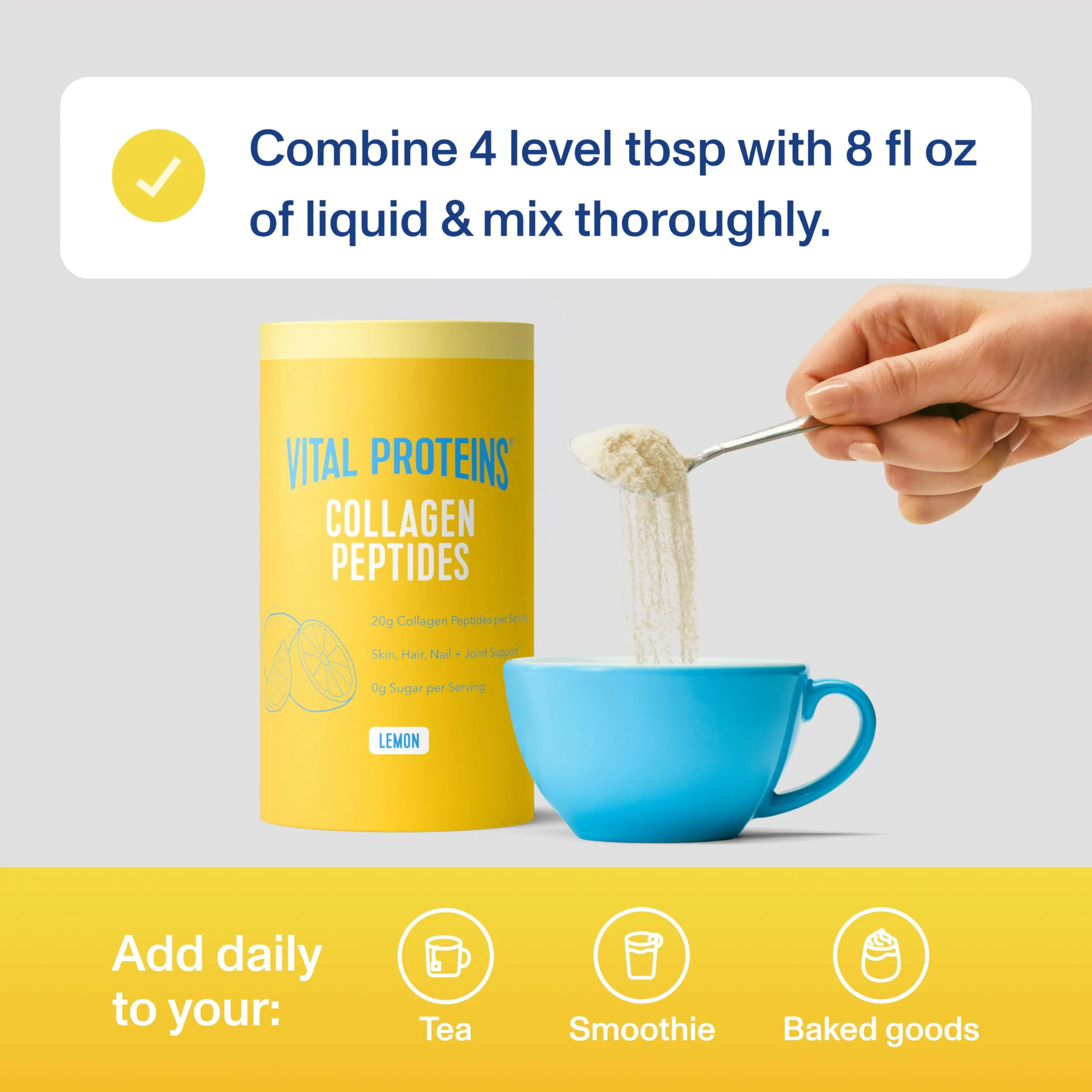 Vital Proteins Collagen Peptides Powder, Collagen Supplements, Hair & Skin Health, 14 Servings, Lemon - Image 3