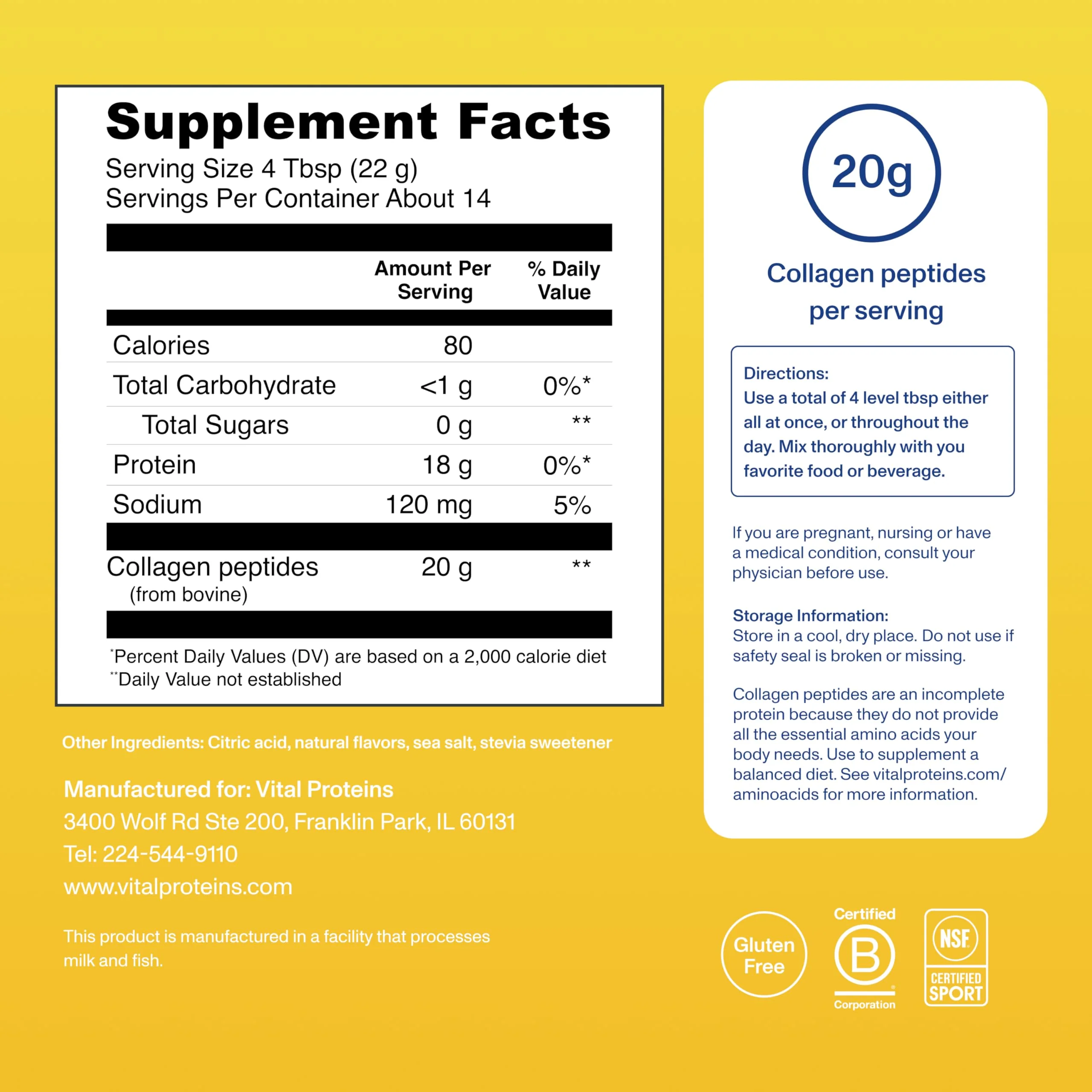 Vital Proteins Collagen Peptides Powder, Collagen Supplements, Hair & Skin Health, 14 Servings, Lemon - Image 5
