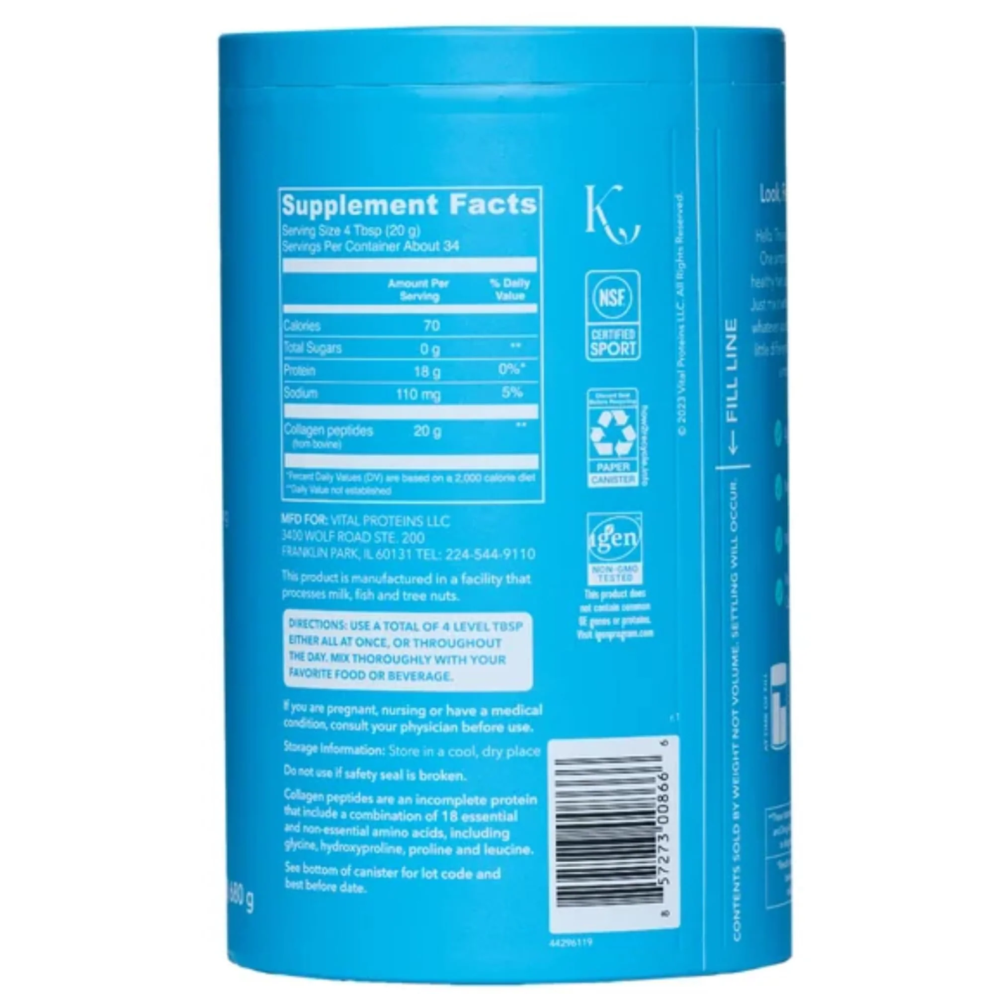 Vital Proteins Natural Whole Nutrition Collagen Peptides - Pasture Raised, Grass Fed, Paleo Friendly, Gluten Free, Single Ingredient - 24 Ounce - Image 7