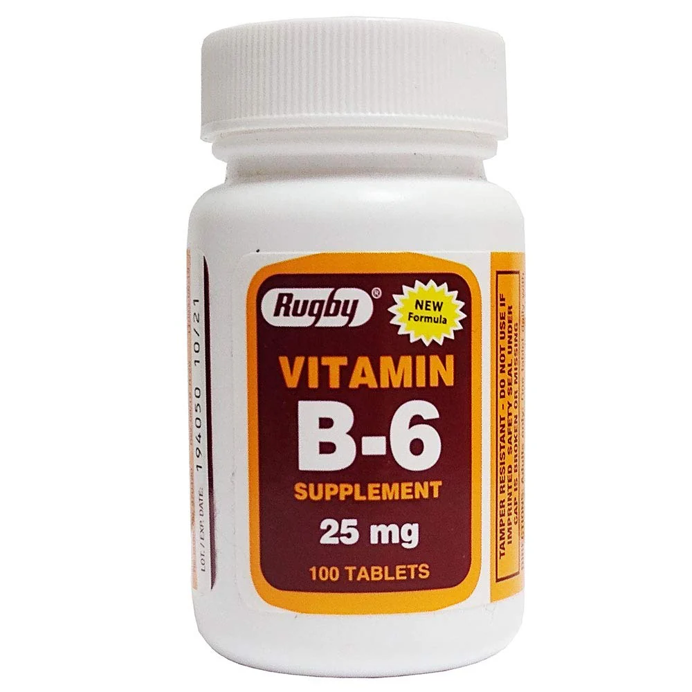 Vitamin B-6 25 mg, 100 Tablets, Watson Rugby - Buy Packs and Save (Pack of 2)