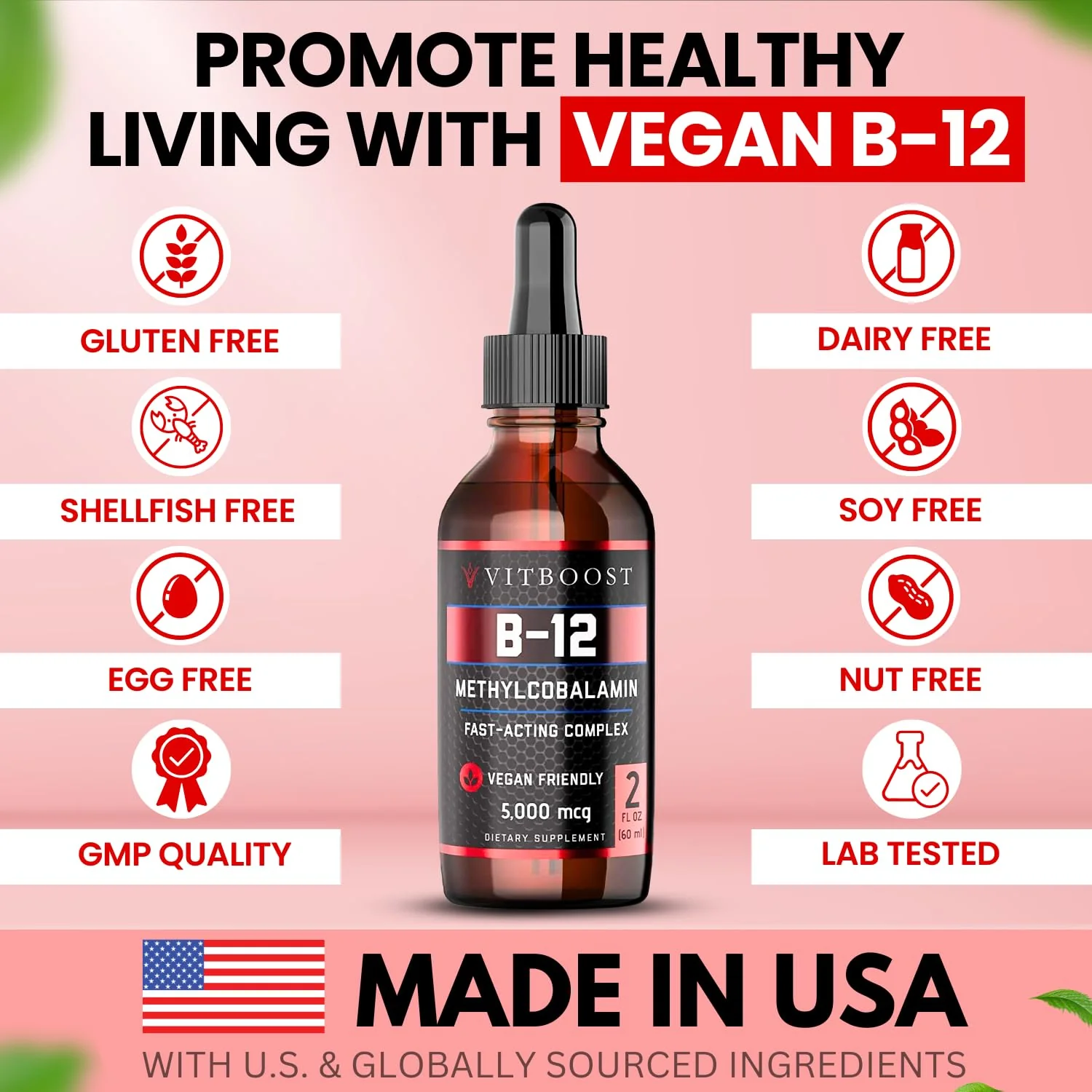 VITBOOST Vegan Liquid B-12 Drops – 60 x 5000 mcg Extra Strength Raspberry Flavored Vitamin B12 Liquid Methylcobalamin sublingual Supplement | Designed to Maximize Absorption & Energy | Gluten Free - Image 8