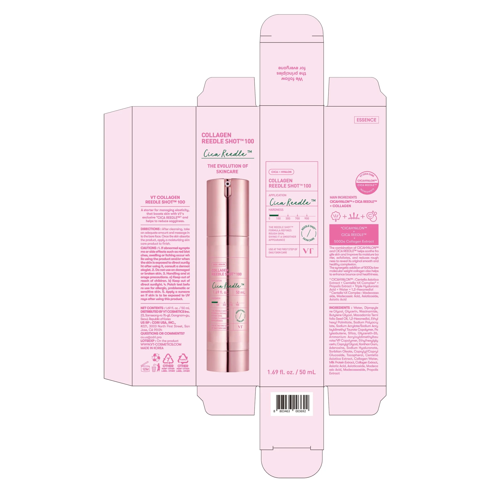 VT COSMETICS Collagen Reedle Shot 100 Serum with 500Da Collagen Extract & Spicule Microneedling Formula, Korean Skin Booster, 1.69 fl oz(50ml) - Image 4