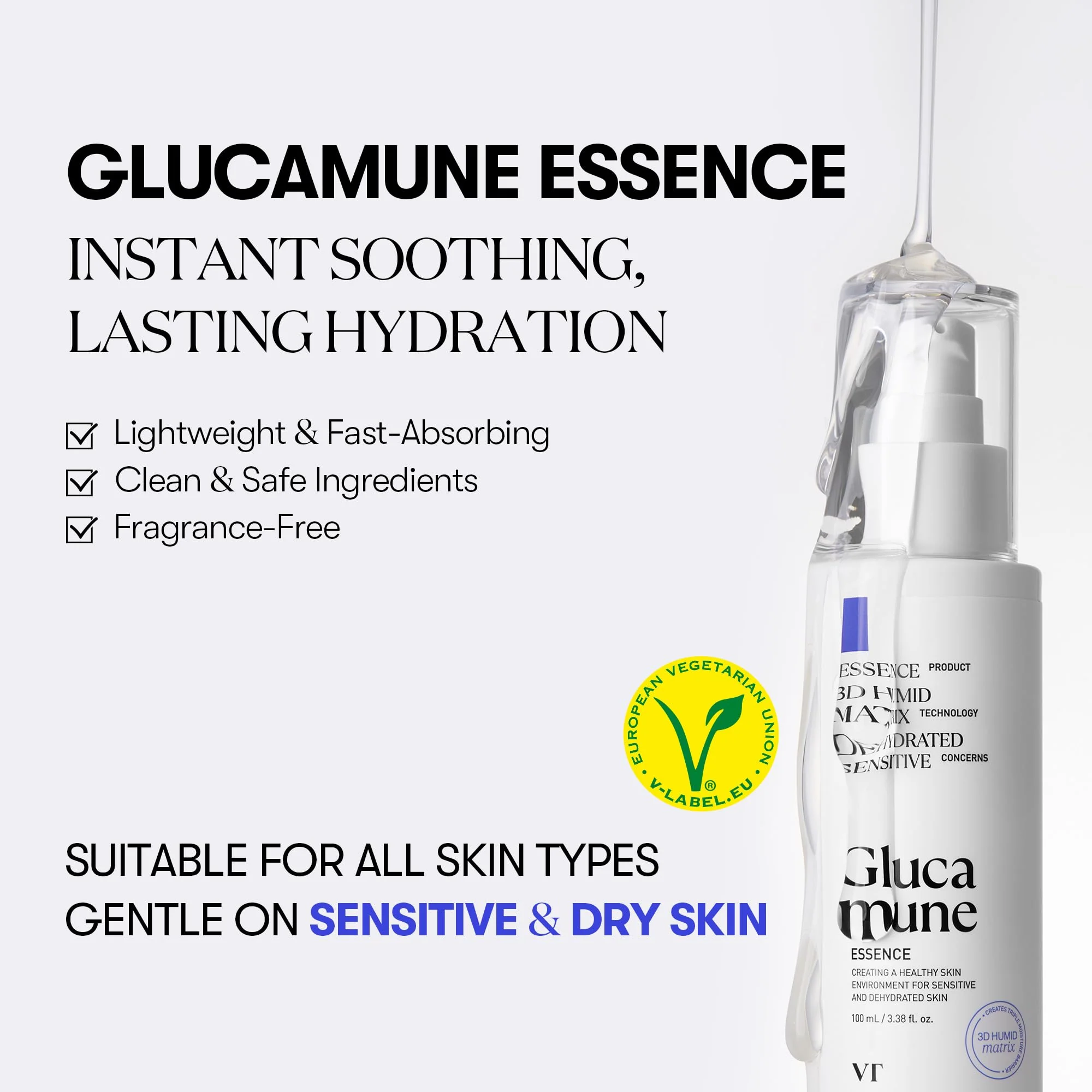 VT COSMETICS Glucamune Essence, Hydrating Vegan Serum for Face, For Dry & Sensitive Skin, Hypoallergenic, Fragrance-Free, Beta-Glucan, Glucosamine,Korean Skincare (3.38 fl. oz.) - Image 8