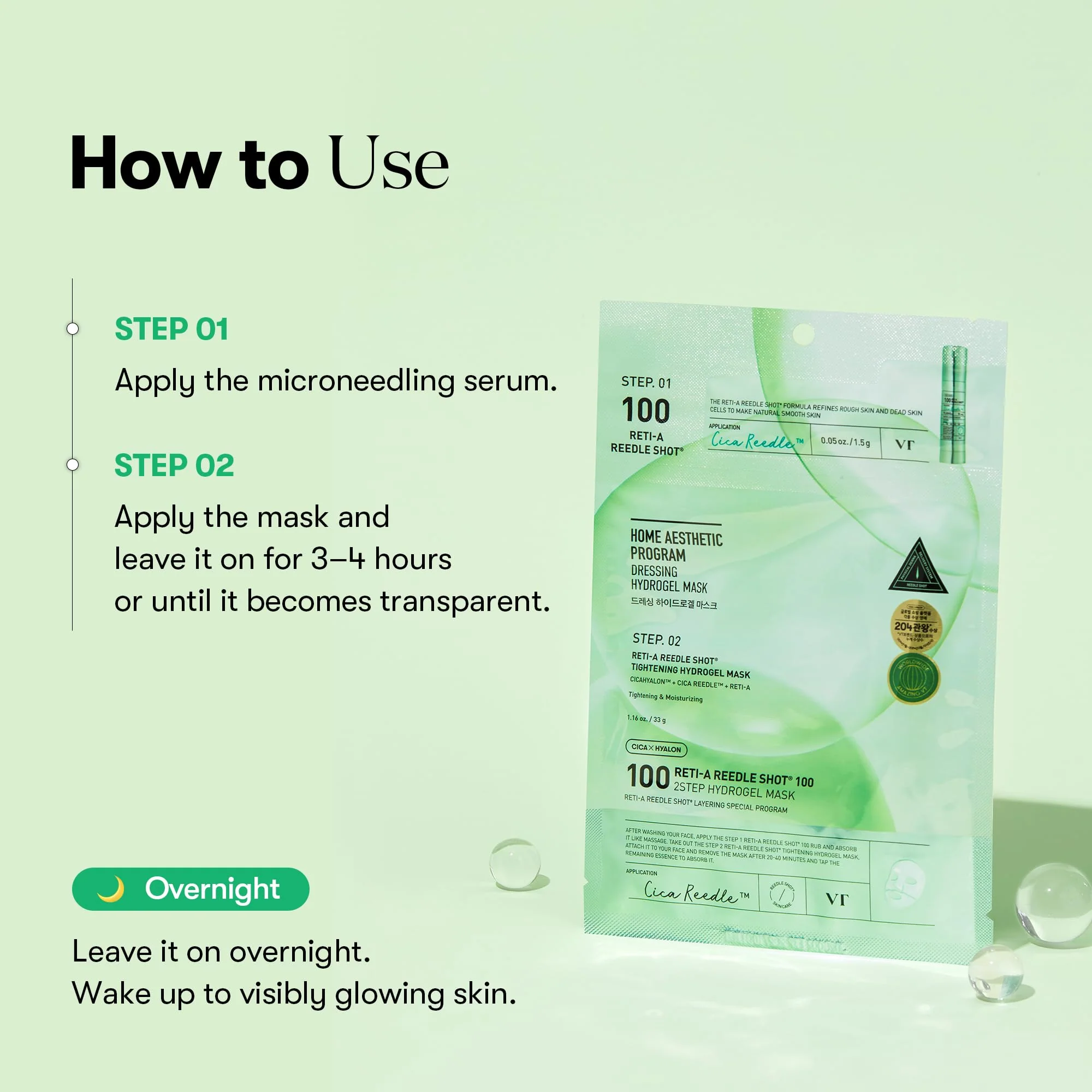 VT COSMETICS Reti-A Reedle Shot 100 2-Step Hydrogel Mask(34.5gx4ea), Intensive Tightening, Exosome Retinol, Overnight Melting Mask, Ideal for Retinol Beginners, Korean Facial Mask - Image 4