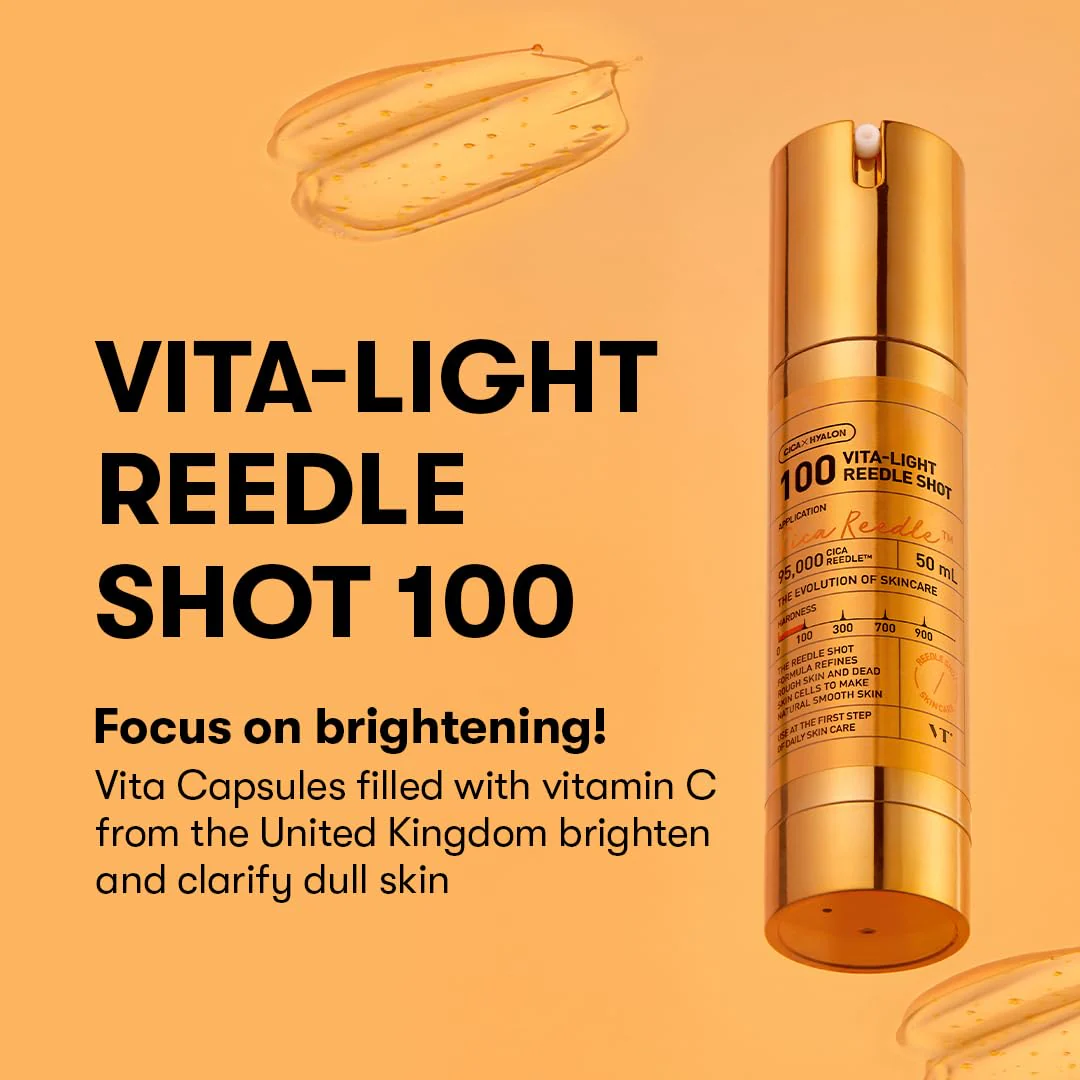 VT COSMETICS Vita-Light Reedle Shot 100 Serum with Vitamin C Capsules & Vitamin E Microneedling Formula, Korean Skin Booster, 1.69 fl oz(50ml) - Image 9