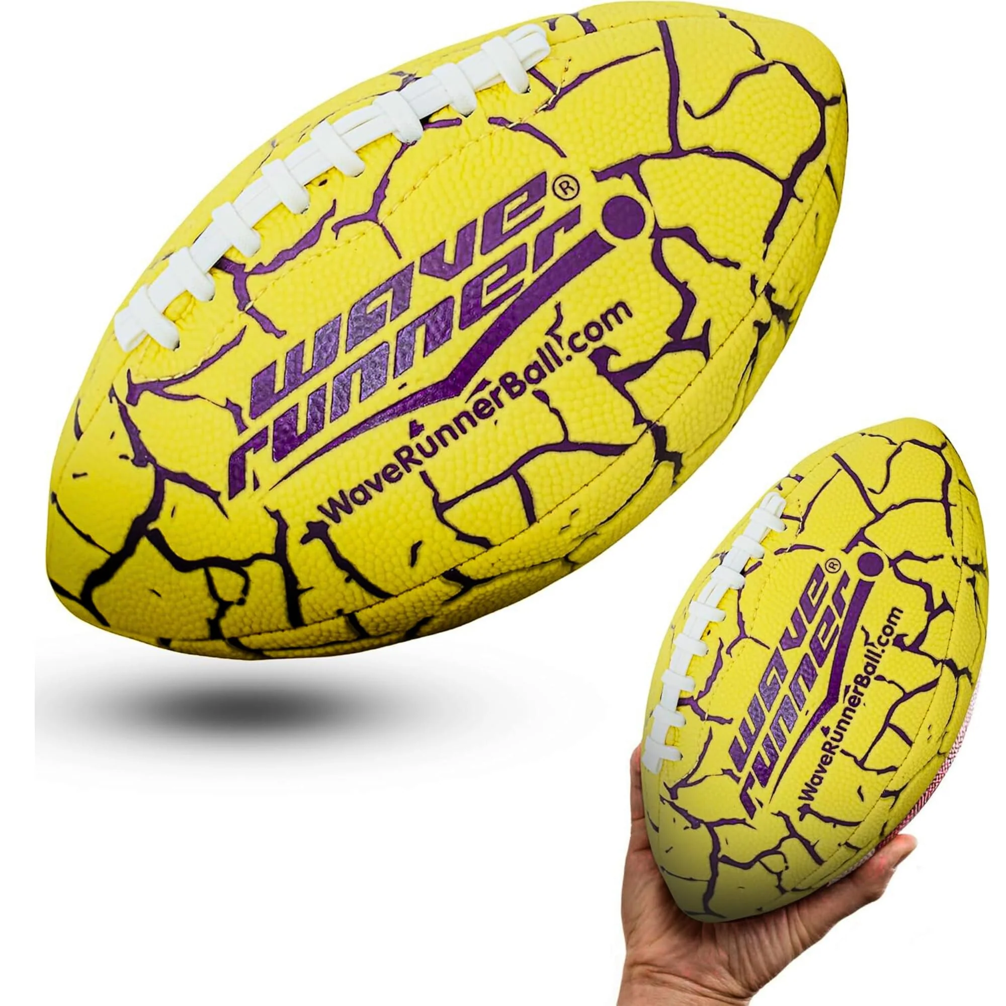Wave Runner Grip It Waterproof Junior Size Football, 9.25 Size, Durable & Double Laced, Perfect for Beach Accessories, Kids Games, Pool Toys, Outdoor Games, All-Weather Indoor & Outdoor Play
