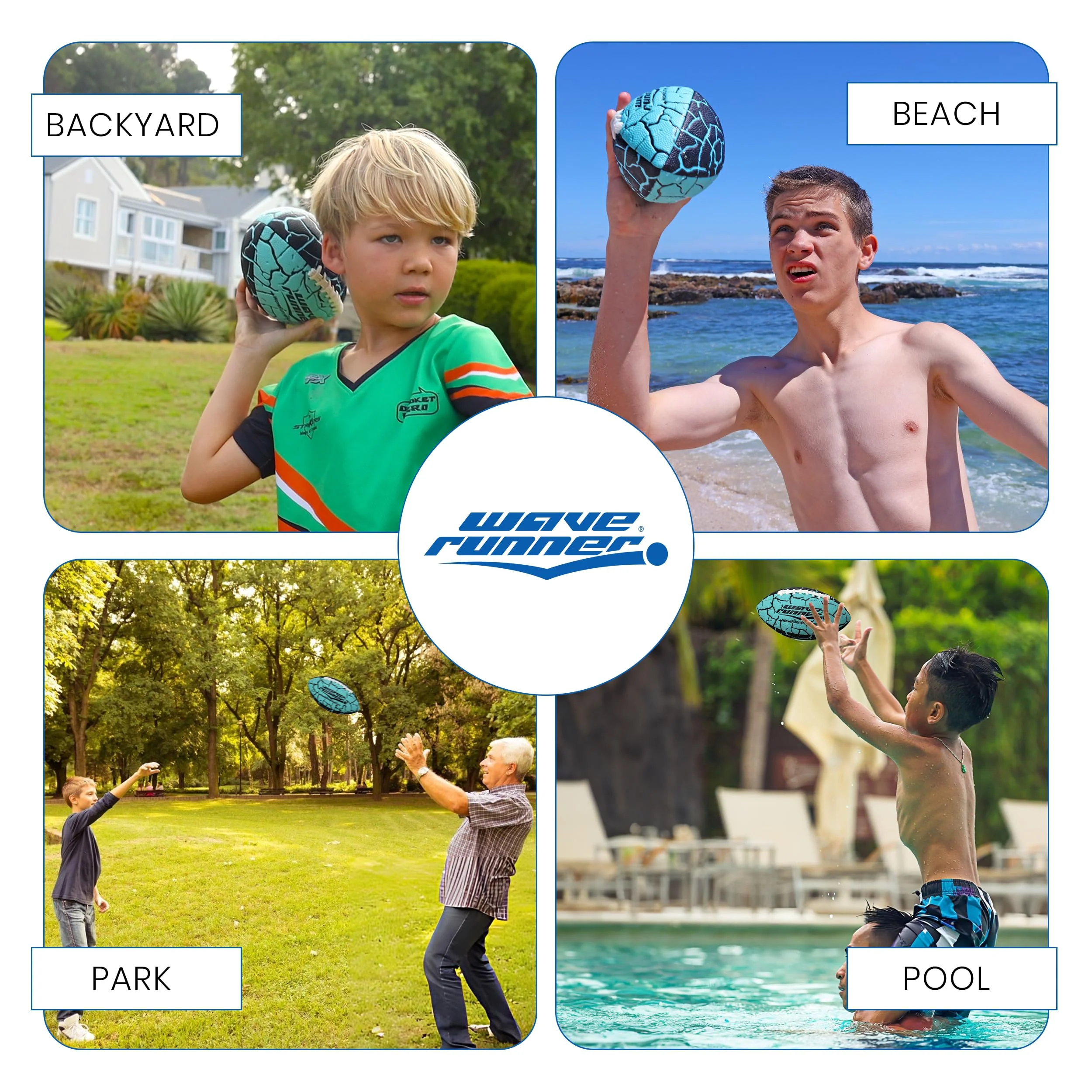 Wave Runner Grip It Waterproof Junior Size Football, 9.25 Size, Durable & Double Laced, Perfect for Beach Accessories, Kids Games, Pool Toys, Outdoor Games, All-Weather Indoor & Outdoor Play - Image 5