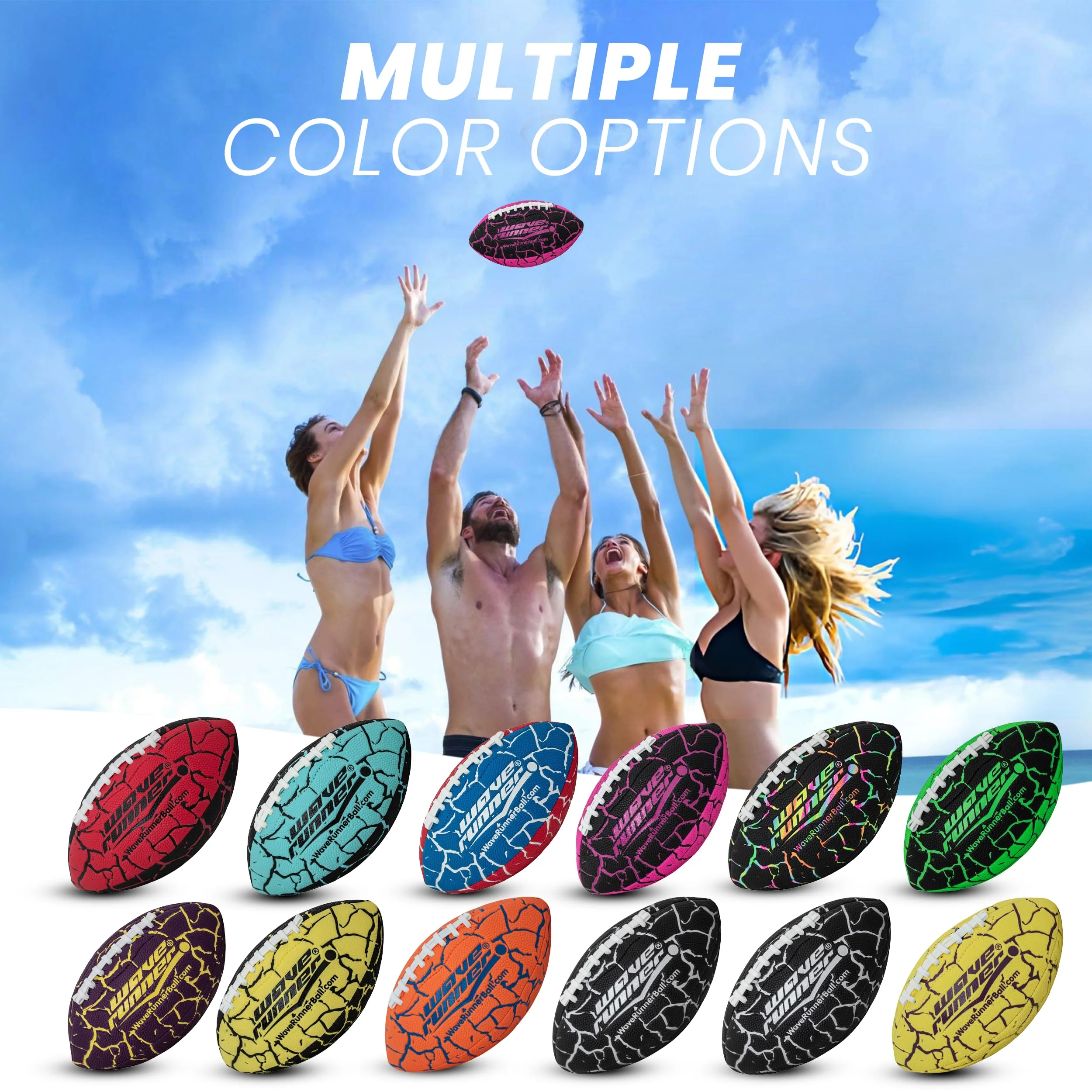 Wave Runner Grip It Waterproof Junior Size Football, 9.25 Size, Durable & Double Laced, Perfect for Beach Accessories, Kids Games, Pool Toys, Outdoor Games, All-Weather Indoor & Outdoor Play - Image 4