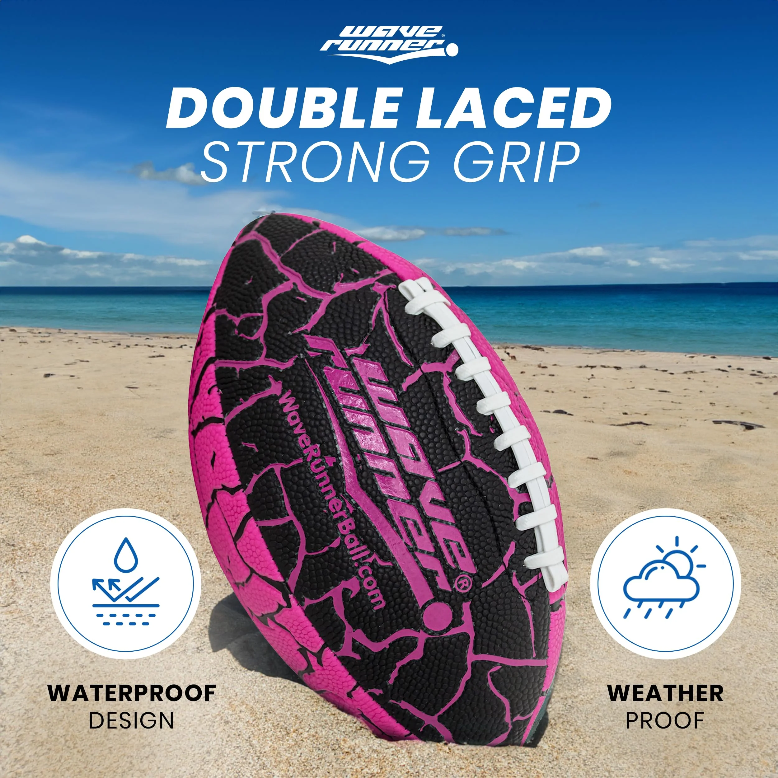 Wave Runner Grip It Waterproof Junior Size Football, 9.25 Size, Durable & Double Laced, Perfect for Beach Accessories, Kids Games, Pool Toys, Outdoor Games, All-Weather Indoor & Outdoor Play - Image 9