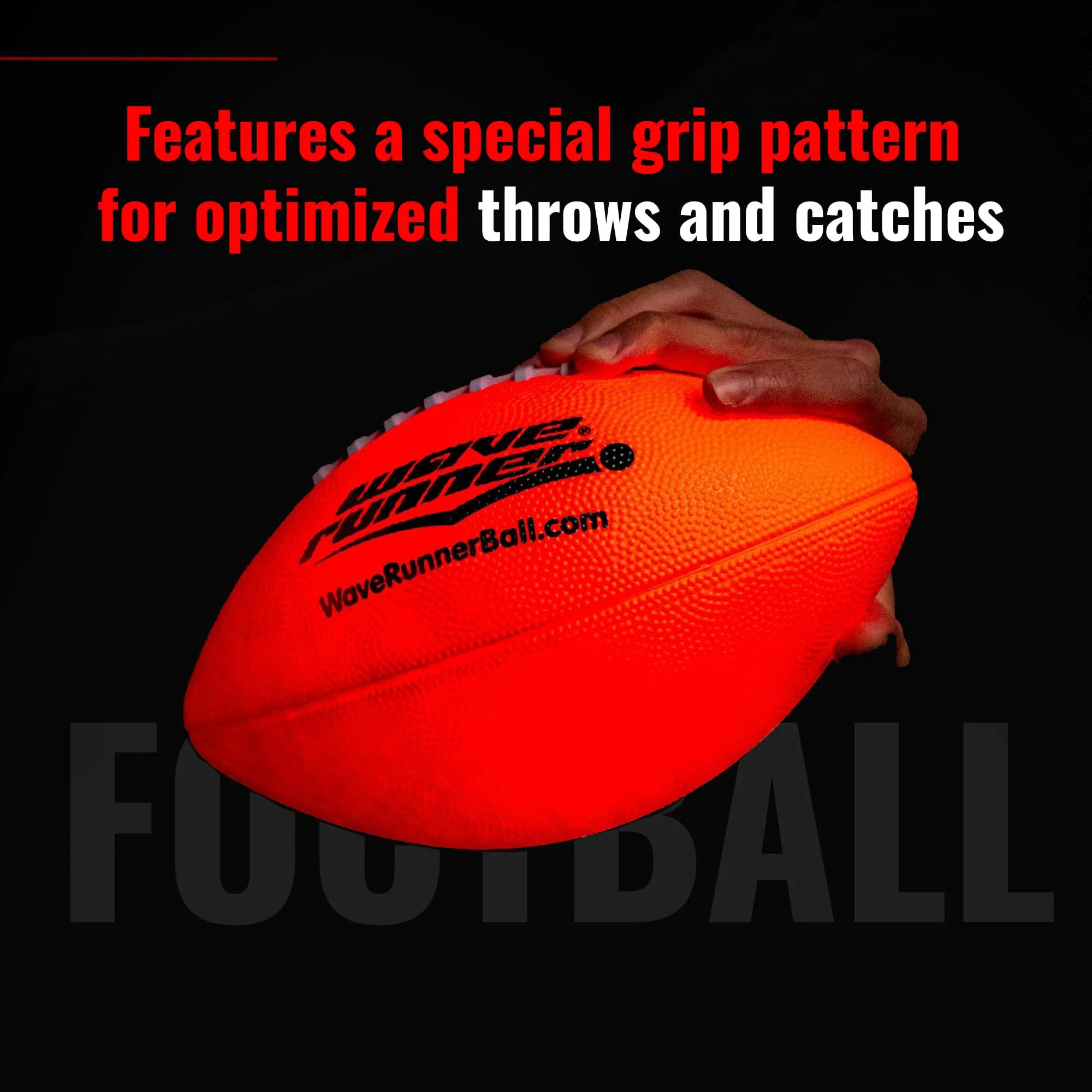 Wave Runner LED Light-Up Football - Glow in The Dark Football Games- Size 10.35 in. with Pump and Batteries Included | Perfect Game Gifts for Teen Boys Ages 7-15 Fans & Players - Image 6