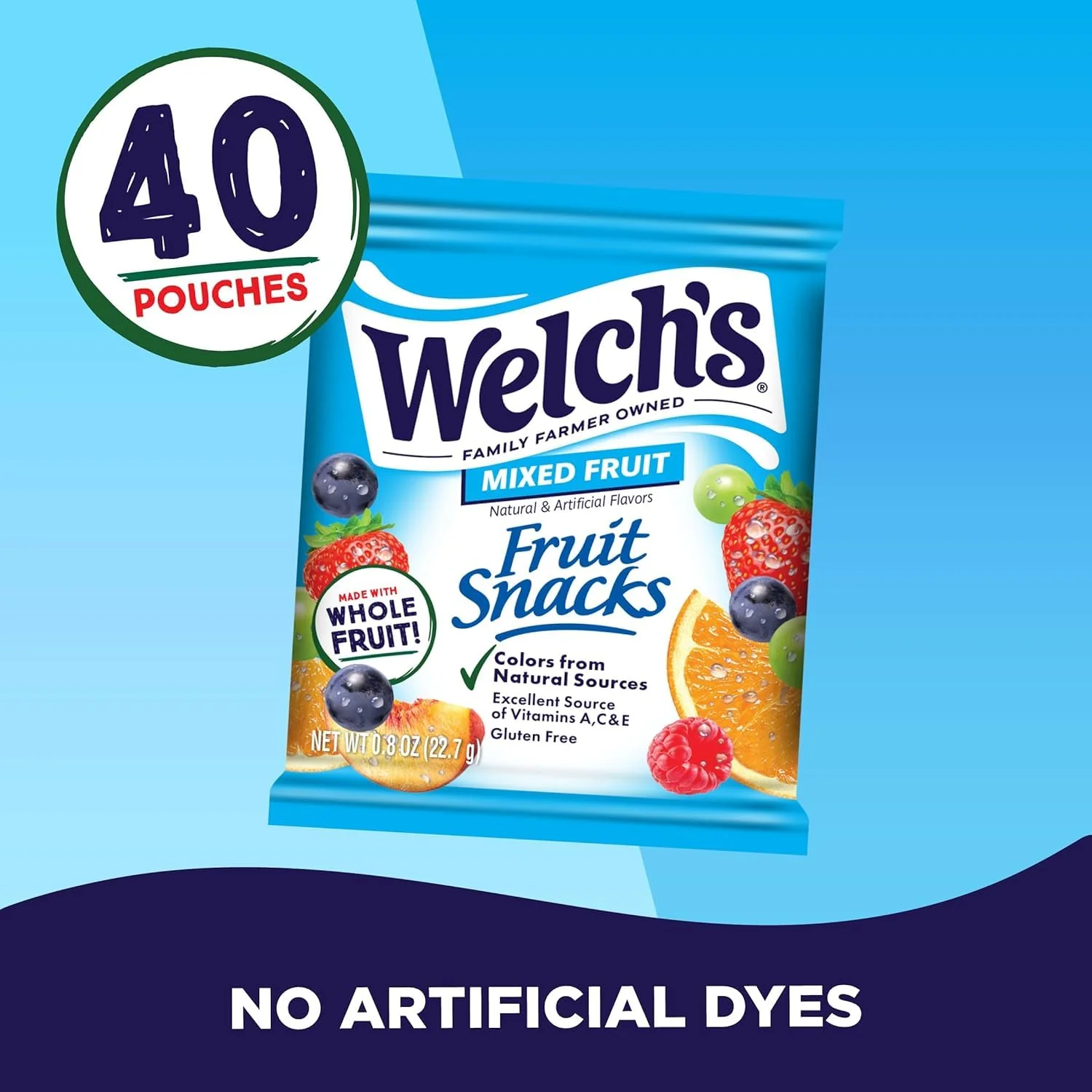 Welch's Fruit Snacks, Mixed Fruit, Bulk Pack, Individual Single Serve Bags, 0.8 oz (Pack of 40) - Image 7