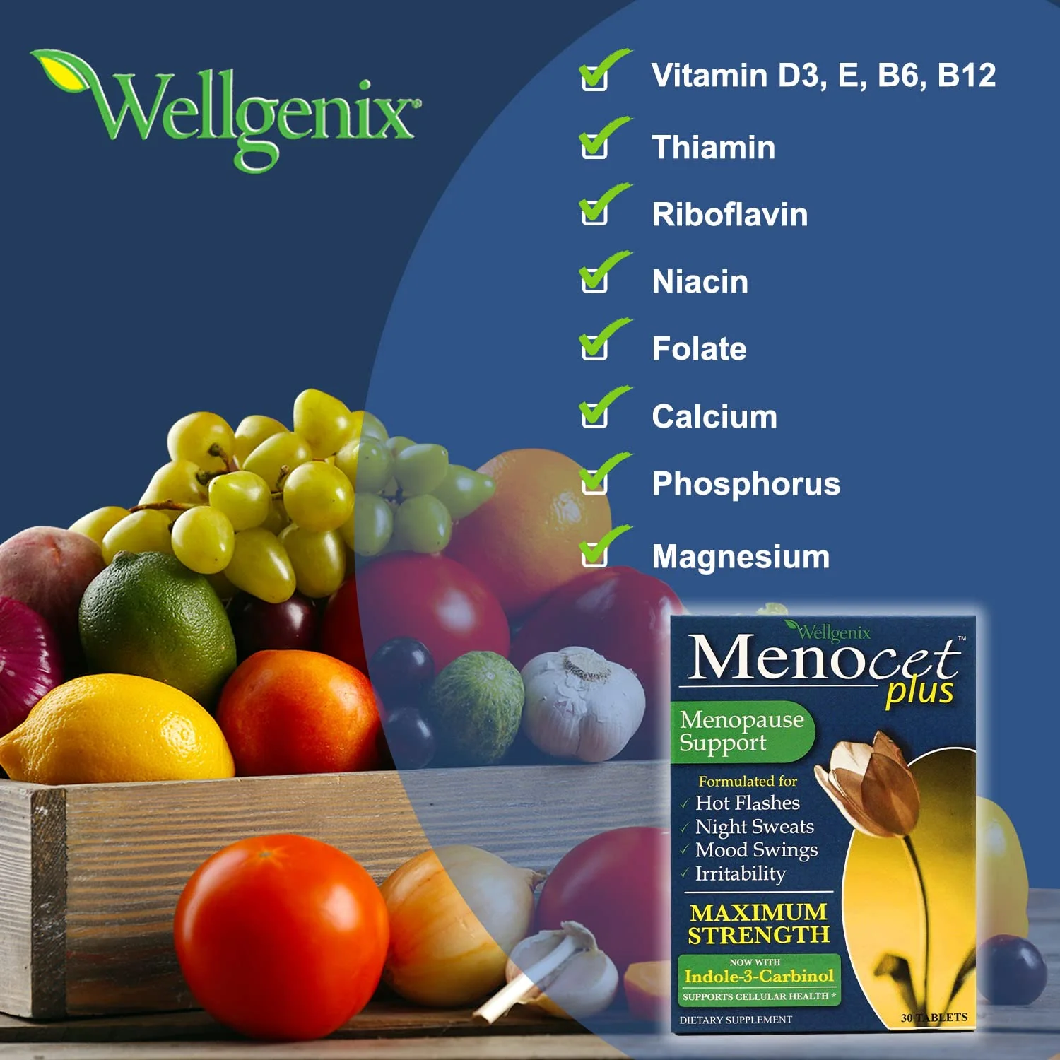 Wellgenix Menocet Plus Menopause Support - All-in-One Menopause Supplement - Daily Relief Feminine Care - Hot Flashes, Night Sweats, Mood Swings & Irritability - 30 Tablets (Pack of 2) - Image 4