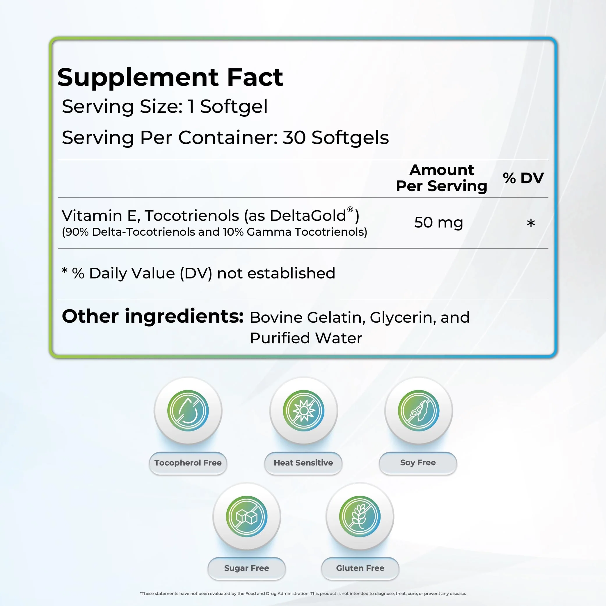 WELLNESS EXTRACT Eannatto Tocotrienols Deltagold Vitamin E Supplements Softgels, Tocopherol Free, Non-GMO, Gluten Free & Antioxidant (50MG 30 Softgels). - Image 6
