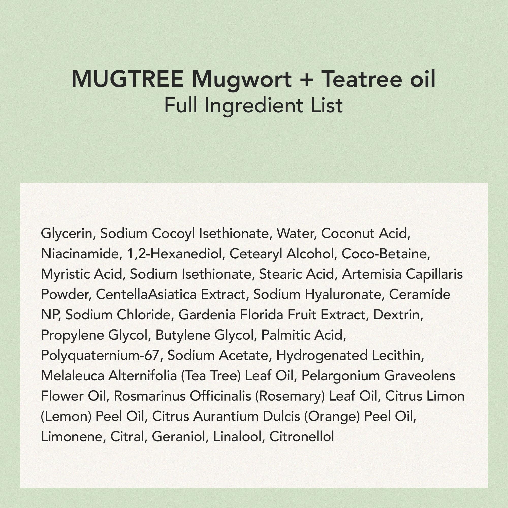 WHIPPED Cream Facial Cleanser Mugtree - Mugwort & Teatree Face Wash - For Oily Skin, Sebum & Pore Care - Moisturizing Face Cleanser, Niacinamide, Hyaluronic Acid, Vegan Korean Skincare, 2.8 oz - Image 2