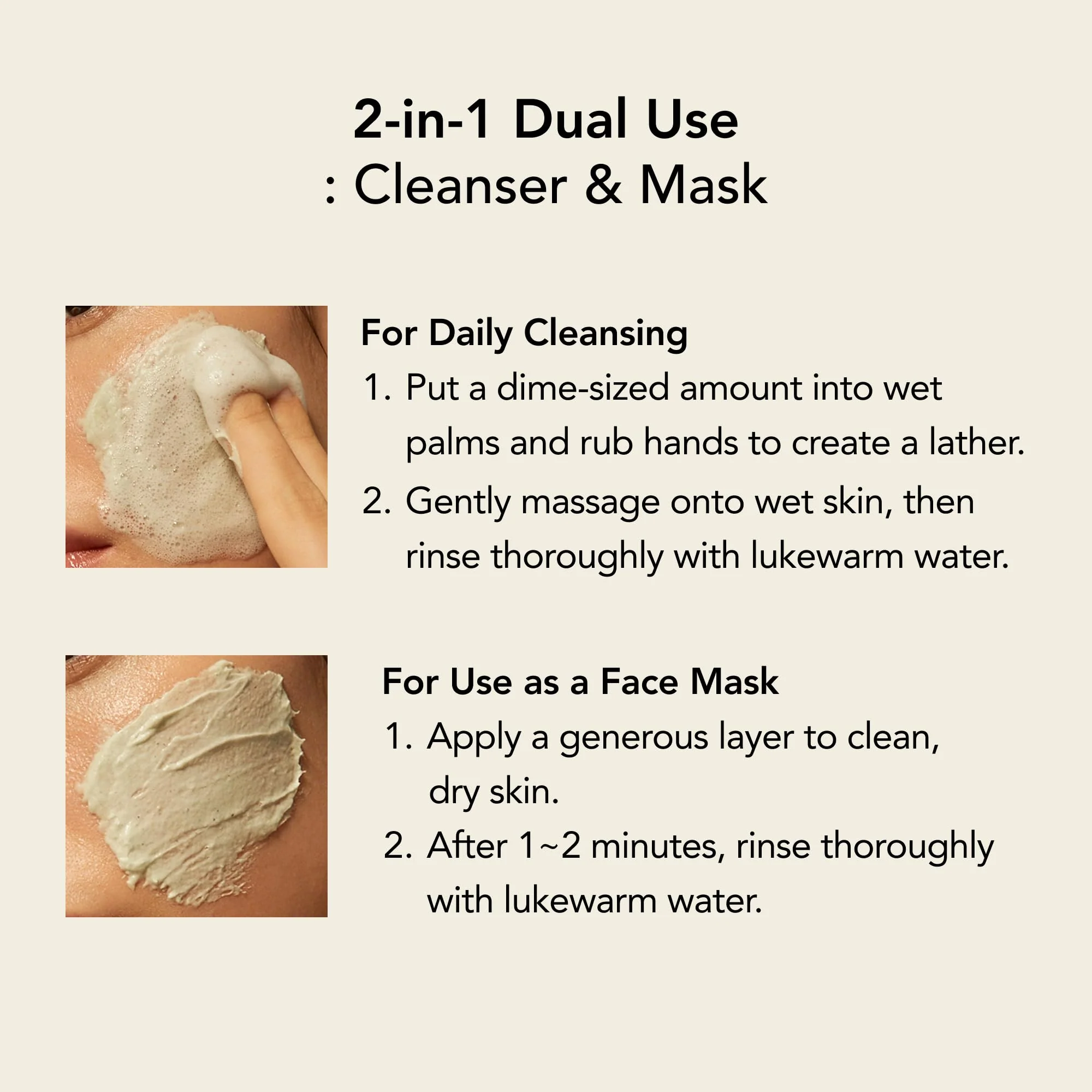 Whipped Korean Skincare Face Wash, Deep Cleansing Vegan Facial Cleanser for Oily Skin and Pore Care with Niacinamide, Hyaluronic Acid, Ceramide, Mugwort & Teatree, Doubles as a Face Mask, 4.5 oz - Image 6