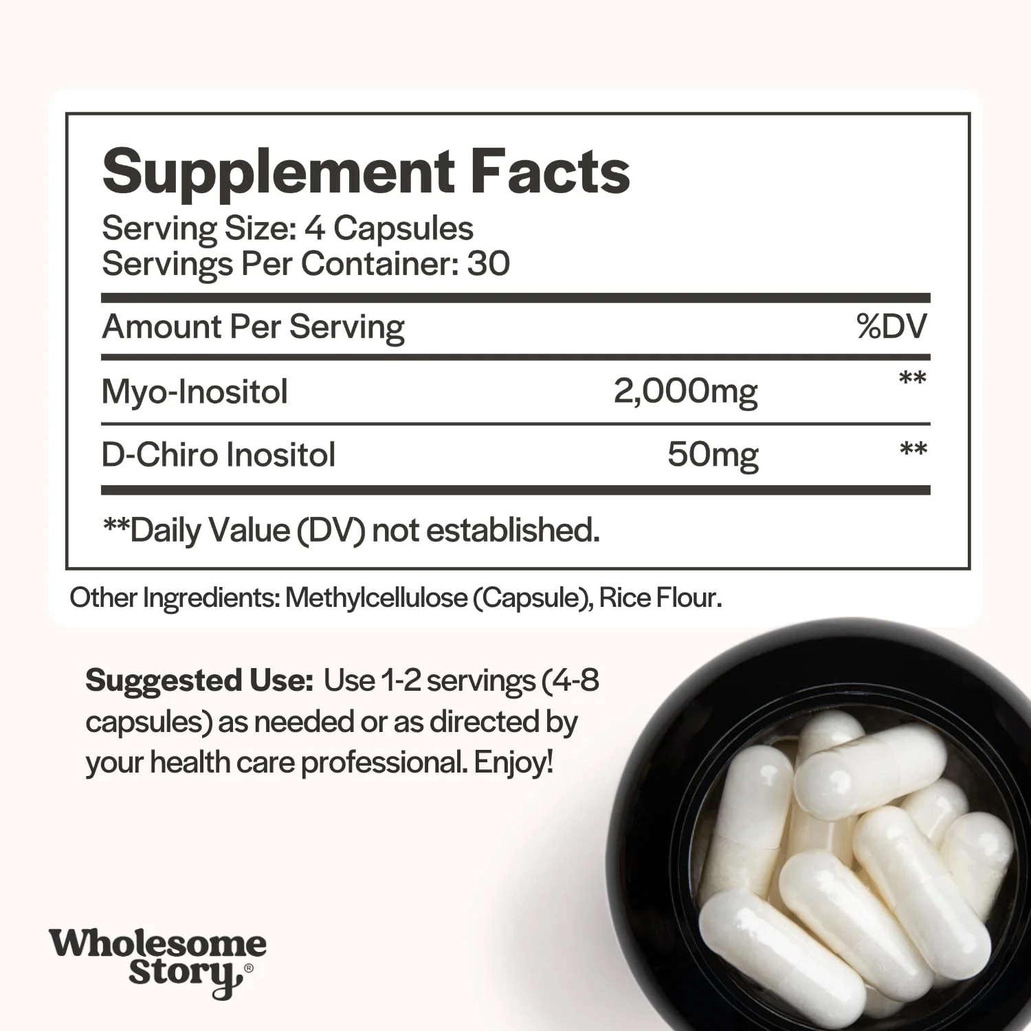 Wholesome Story Myo-Inositol & D-Chiro Inositol Supplement for Women | Fertility Supplements for Hormonal Balance & Ovarian Health Support | Myoinositol | Ideal 40:1 Ratio | 30 Servings - Image 5