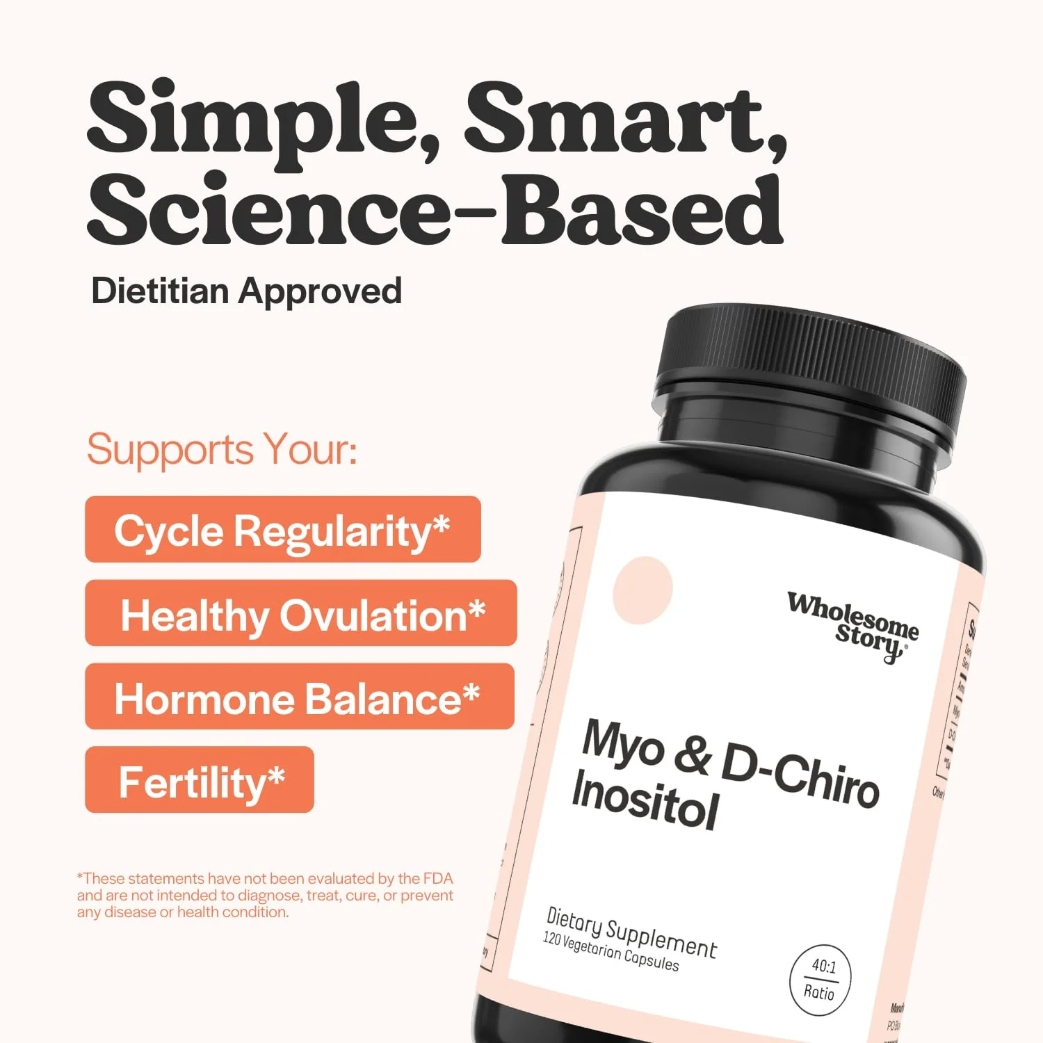 Wholesome Story Myo-Inositol & D-Chiro Inositol Supplement for Women | Fertility Supplements for Hormonal Balance & Ovarian Health Support | Myoinositol | Ideal 40:1 Ratio | 30 Servings - Image 6