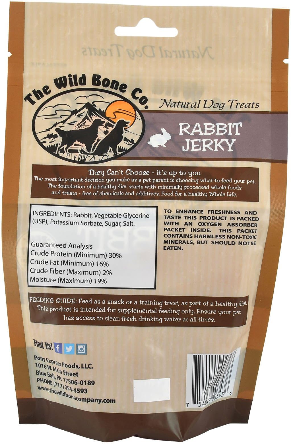 Wild Bone Company Rabbit Jerky Natural Dog Treats, 2.25 Ounces, Made in The USA - Image 4