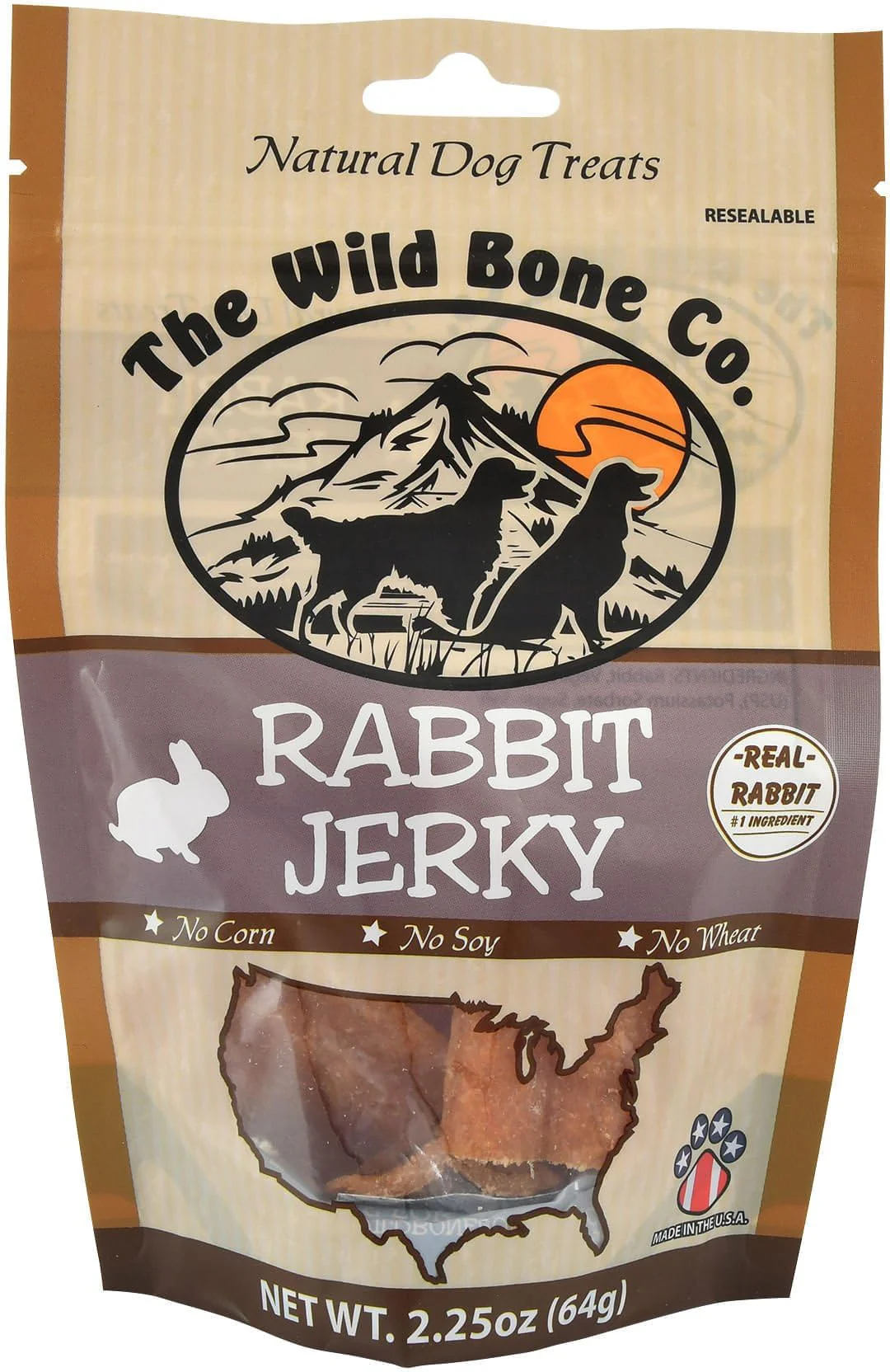 Wild Bone Company Rabbit Jerky Natural Dog Treats, 2.25 Ounces, Made in The USA - Image 6