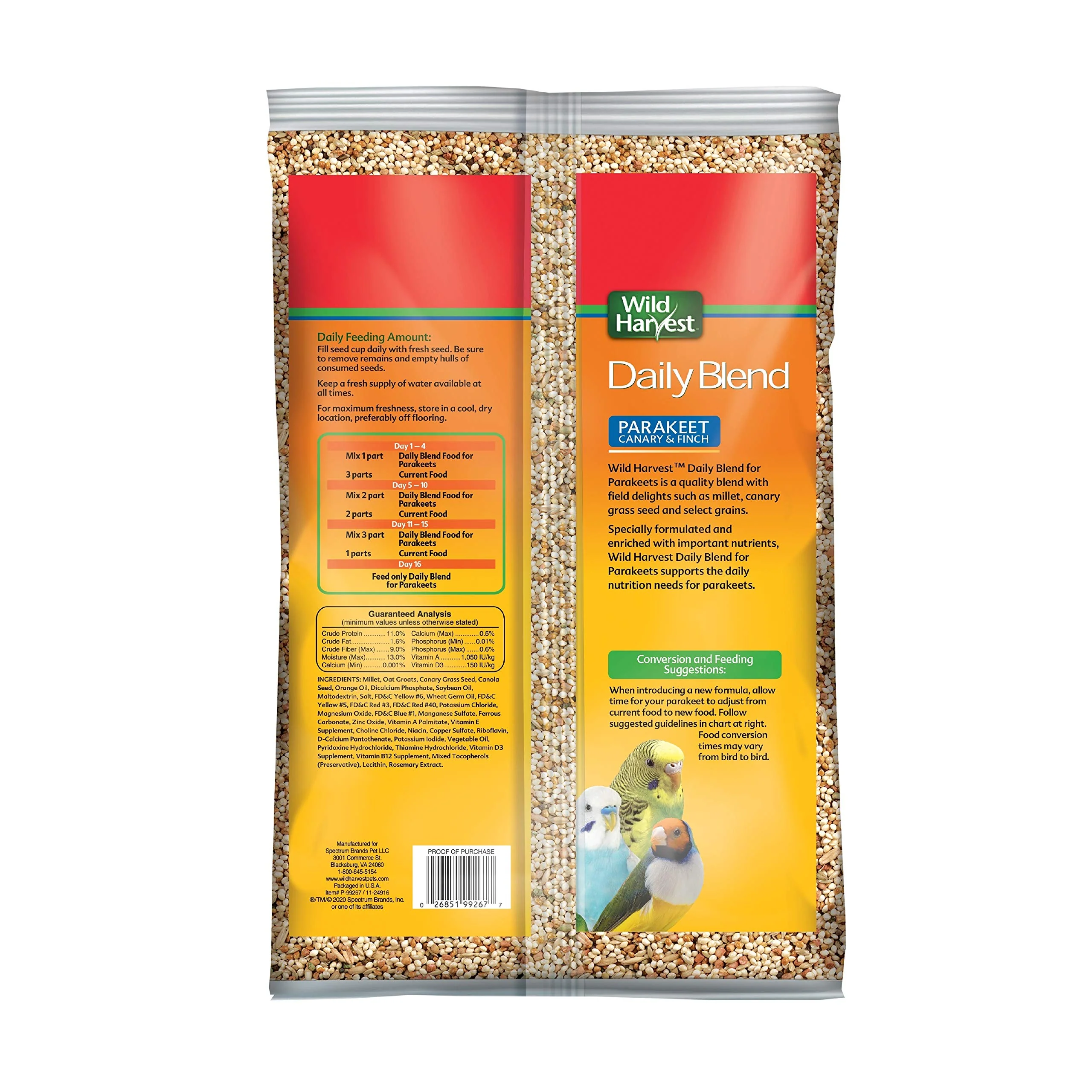 Wild Harvest Daily Blend Nutrition Diet for Parakeet, Canary and Finch 10 Pounds, Orange flavour - Image 6
