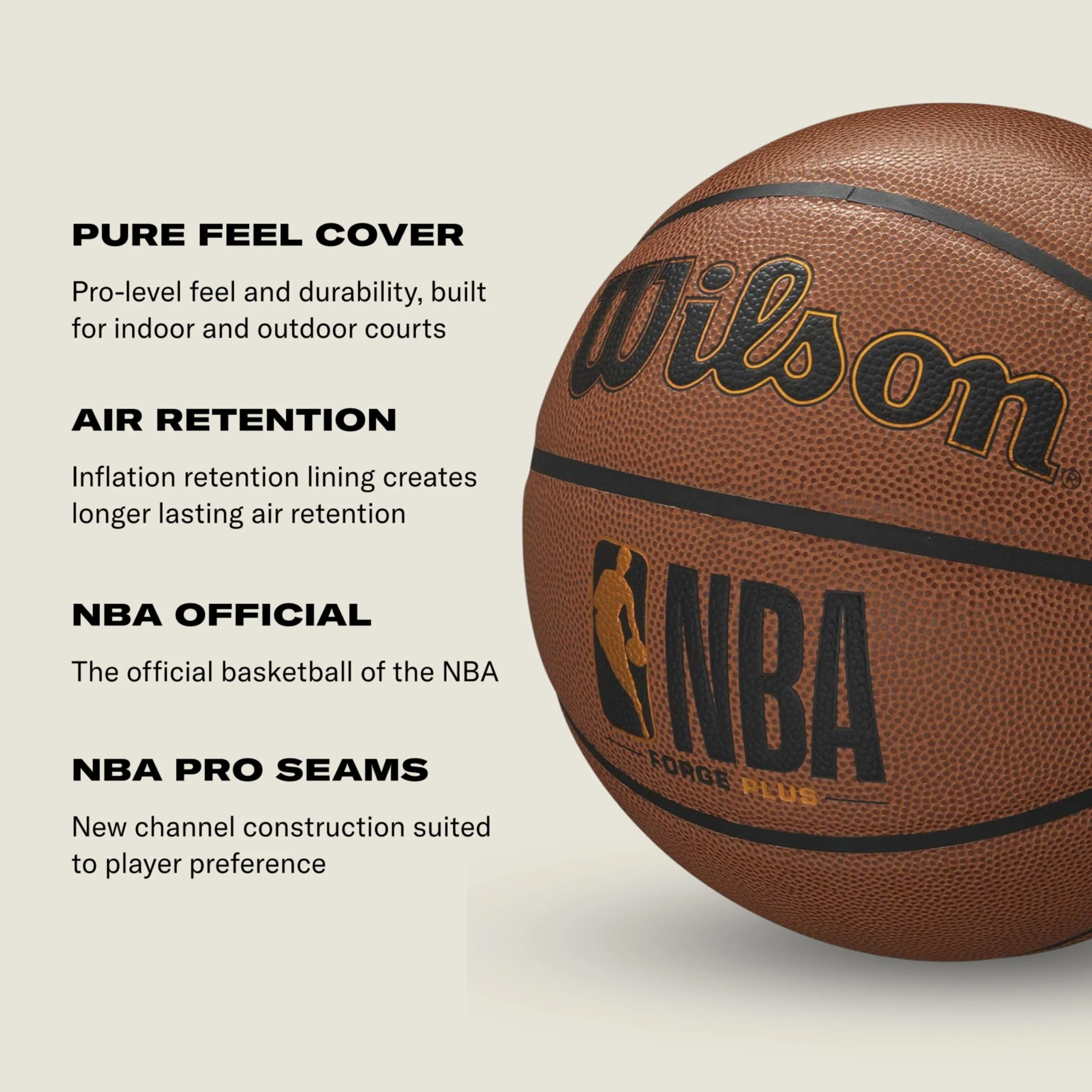 WILSON NBA Forge Plus Indoor/Outdoor Basketball - Maroon, Size 7-29.5" - Image 4