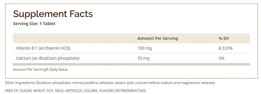 Windmill Vitamin B-1 TABS 100 MG WMILL Size: 100 - Image 2