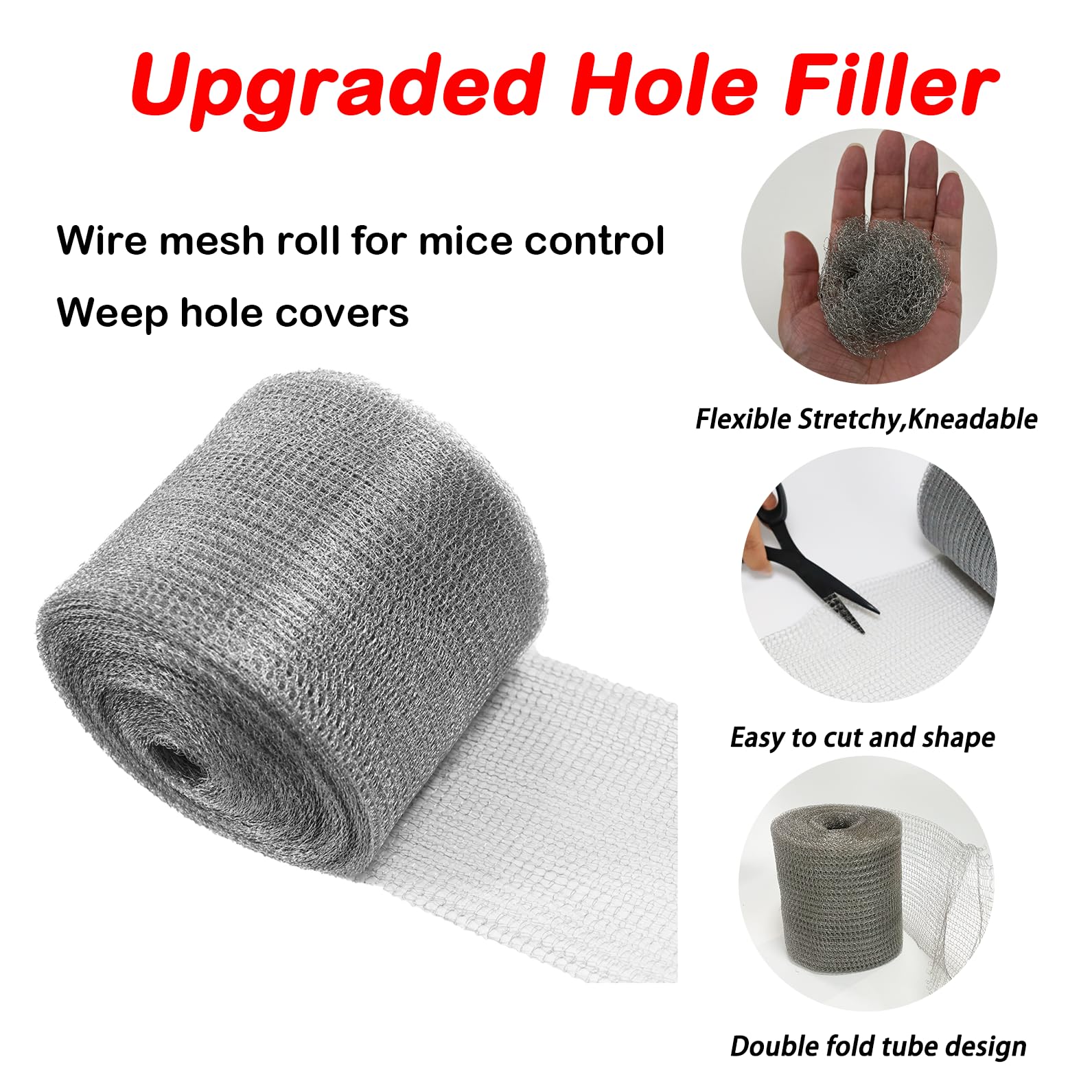 Wire Mesh for Mice Control 5 in X 30Ft,Hole Fill Fabric, Weep Holes Covers, Upgraded Stainless Steel Wire Mesh Roll, Flexible Stretchy Mesh Fabric for Garden House and DIY, Rodent Barrier - Image 6