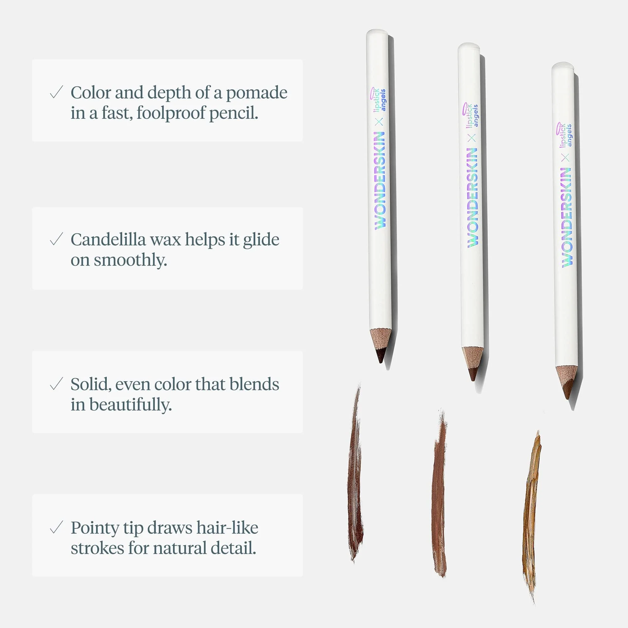 WONDERSKIN Eyebrow Pencil - Sharpenable Brow Pencil For Natural Looking Brows, Brown Eye Makeup, Long Lasting Eyebrow Pomade (Dark Brunette) - Image 5