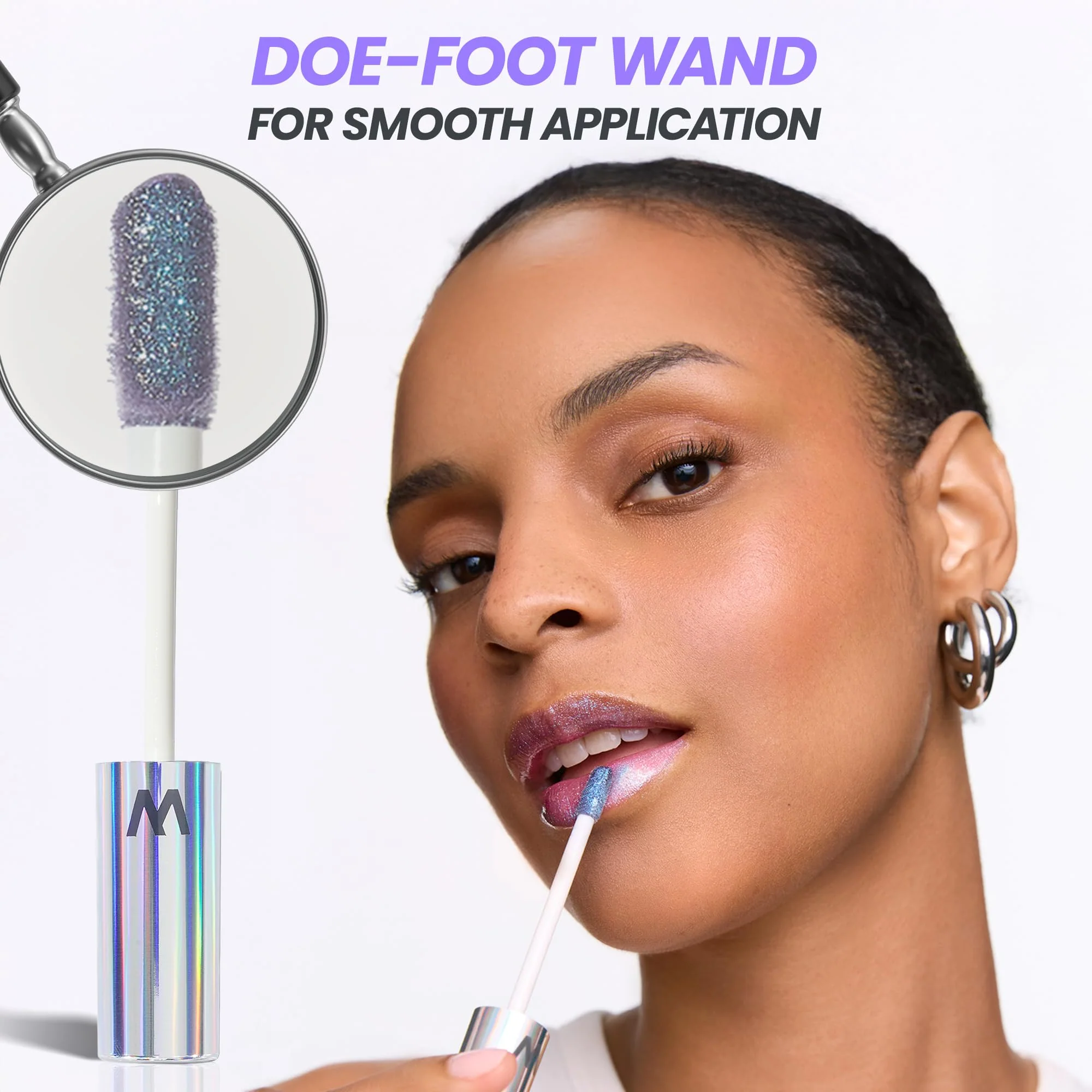 Wonderskin Lip Gloss Blading Top Gloss, Hydrating and High Shine Finish Lip Makeup (Blue Glitter) - Image 6