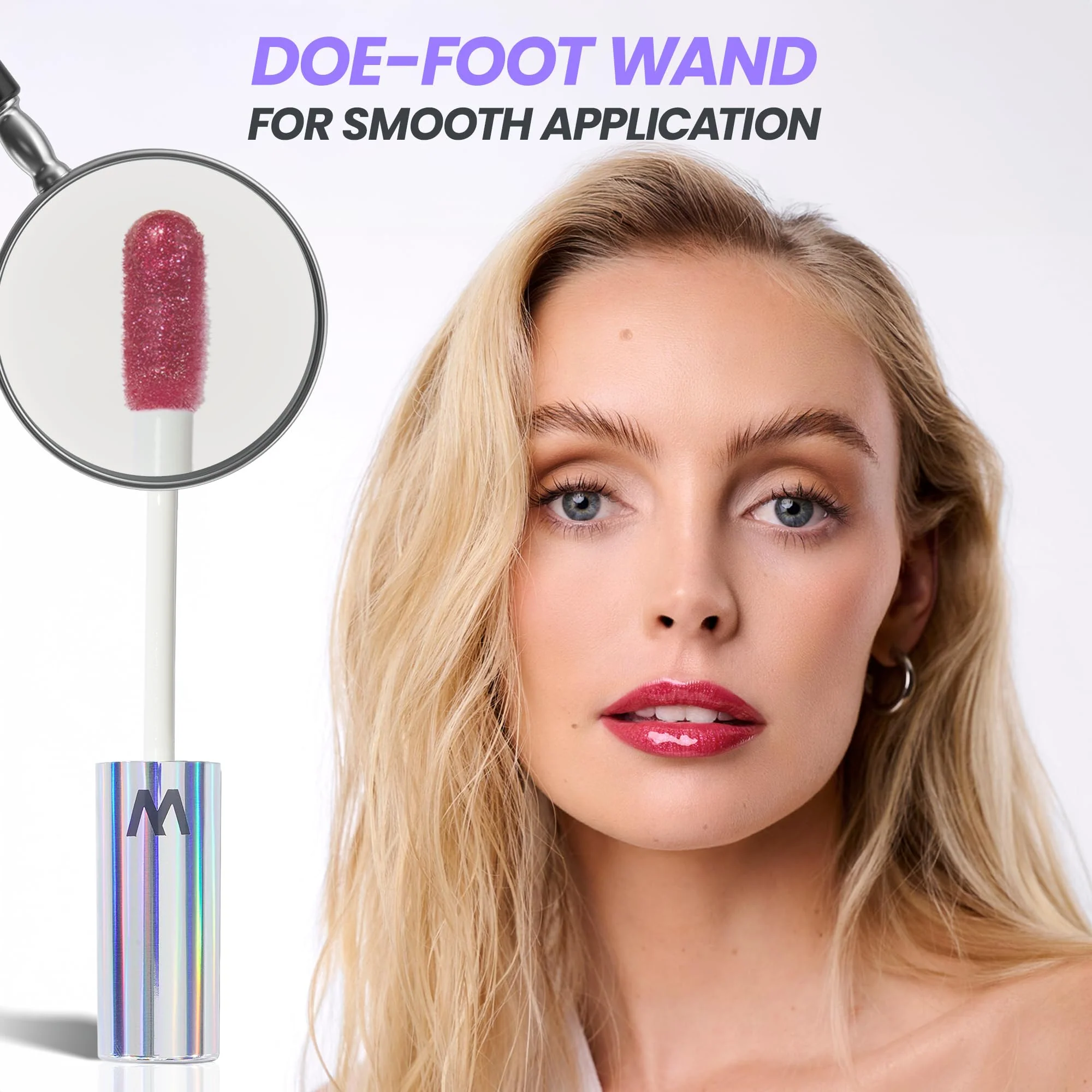 Wonderskin Lip Gloss Blading Top Gloss Red Glitter Lip Gloss, Hydrating and High Shine Finish Lip Makeup (Red Glitter) - Image 6