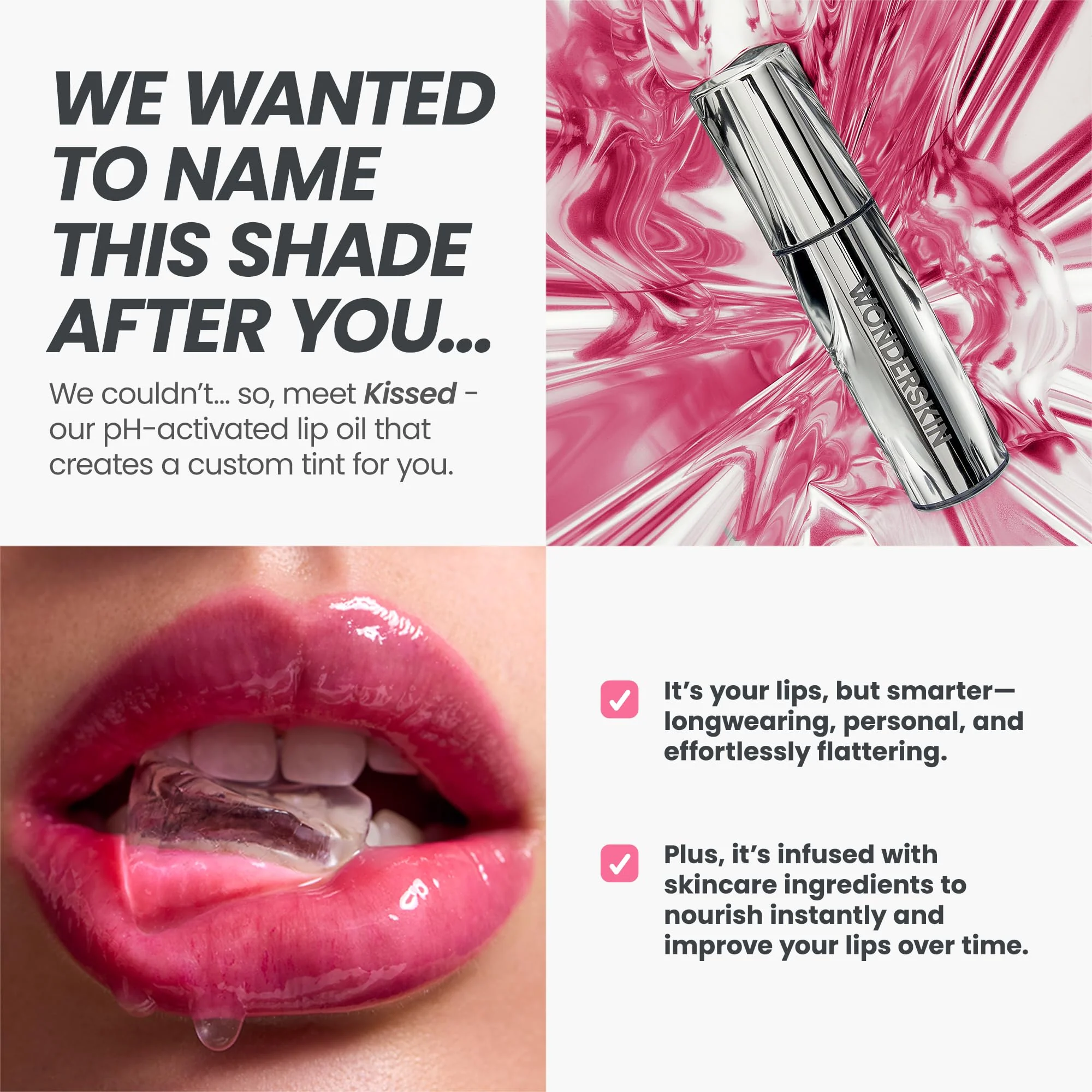 Wonderskin Lip Oil Rehab Serum - Color Changing Lip Oil from Clear to Pink - PH-activated, Non-sticky & Hydrating Tinted Serum for Dry Lips (Kissed) - Image 7