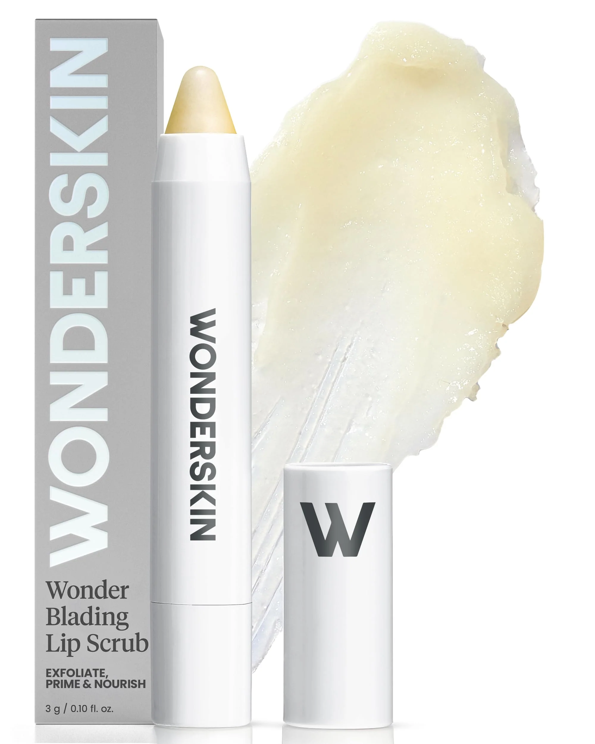Wonderskin Lip Scrub - 3-in-1 Exfoliator & Moisturizer, Lip Exfoliator Scrub, Hydrating Balm for Soft, Nourished, Flake-Free Lips with One-Step Prep, 0.10oz