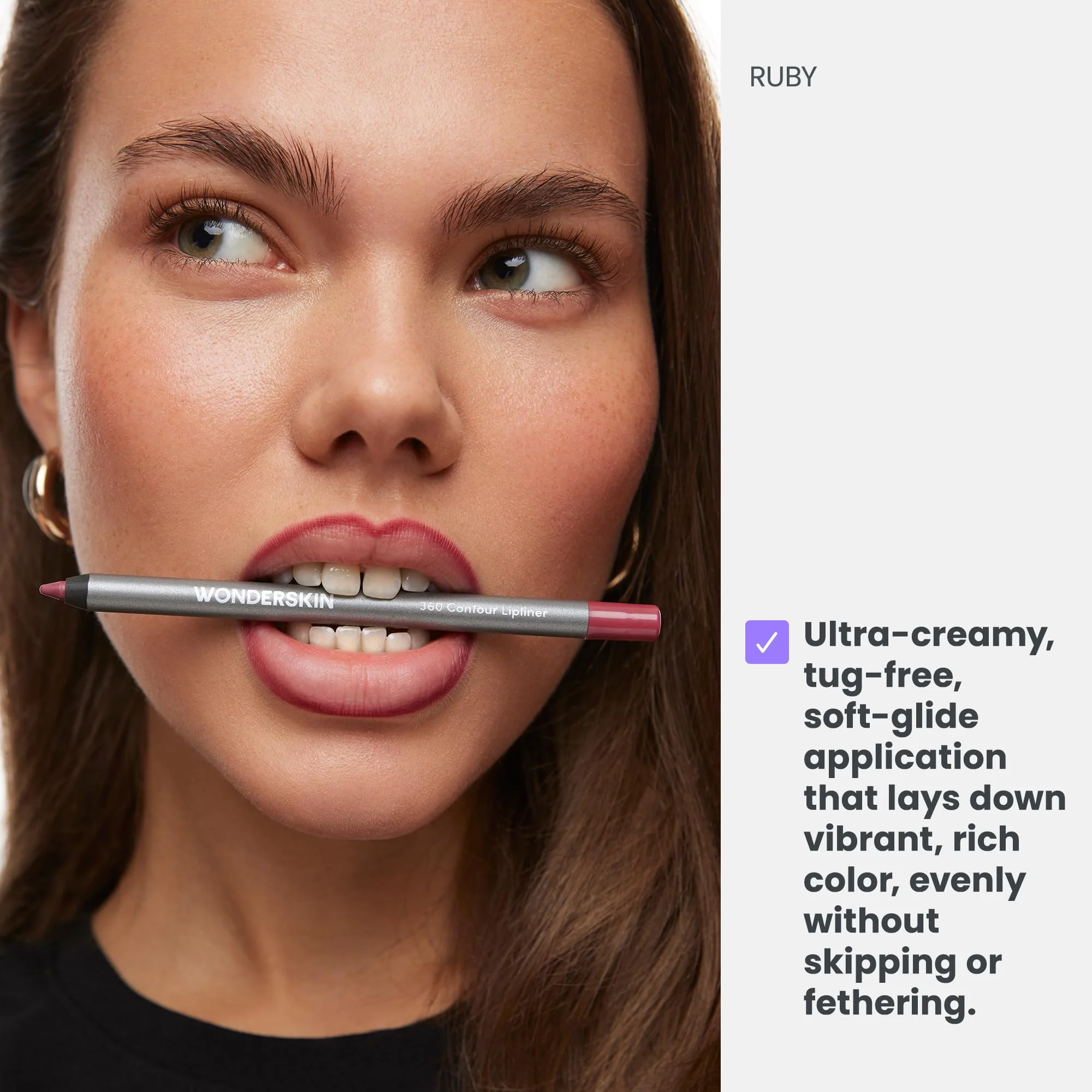 Wonderskin Lipliner Pencil - 360 Contour Lipliner, Long Lasting, Sharpenable, Waterproof and Transfer-Proof Nude Lip Liner Pencil (Ruby) - Image 7