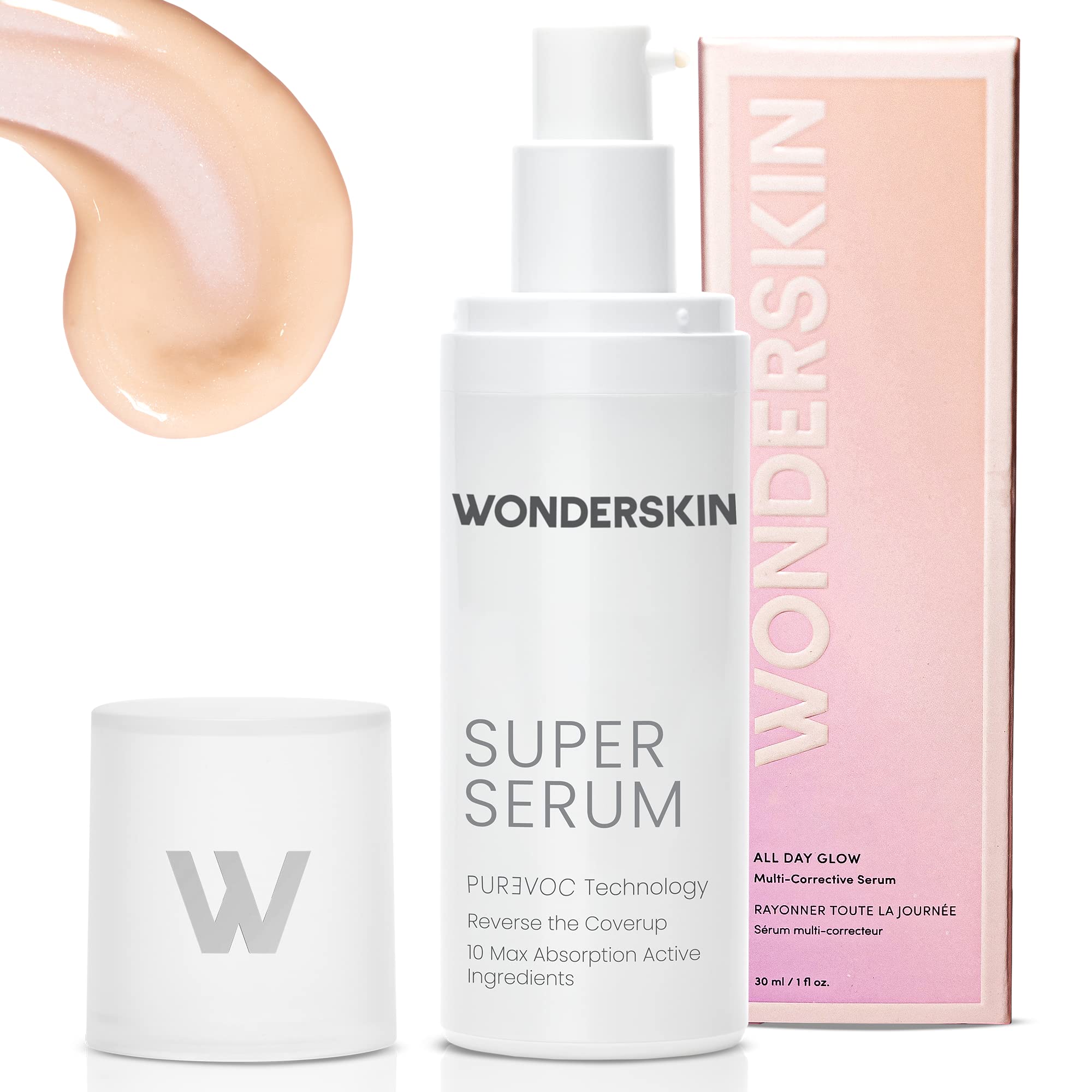 Wonderskin Super Serum - All Day Glow Multi-Corrective Serum, Skin Care Facial Moisturizer, Vitamin C with Hyaluronic Acid, Anti Aging Purevoc Range