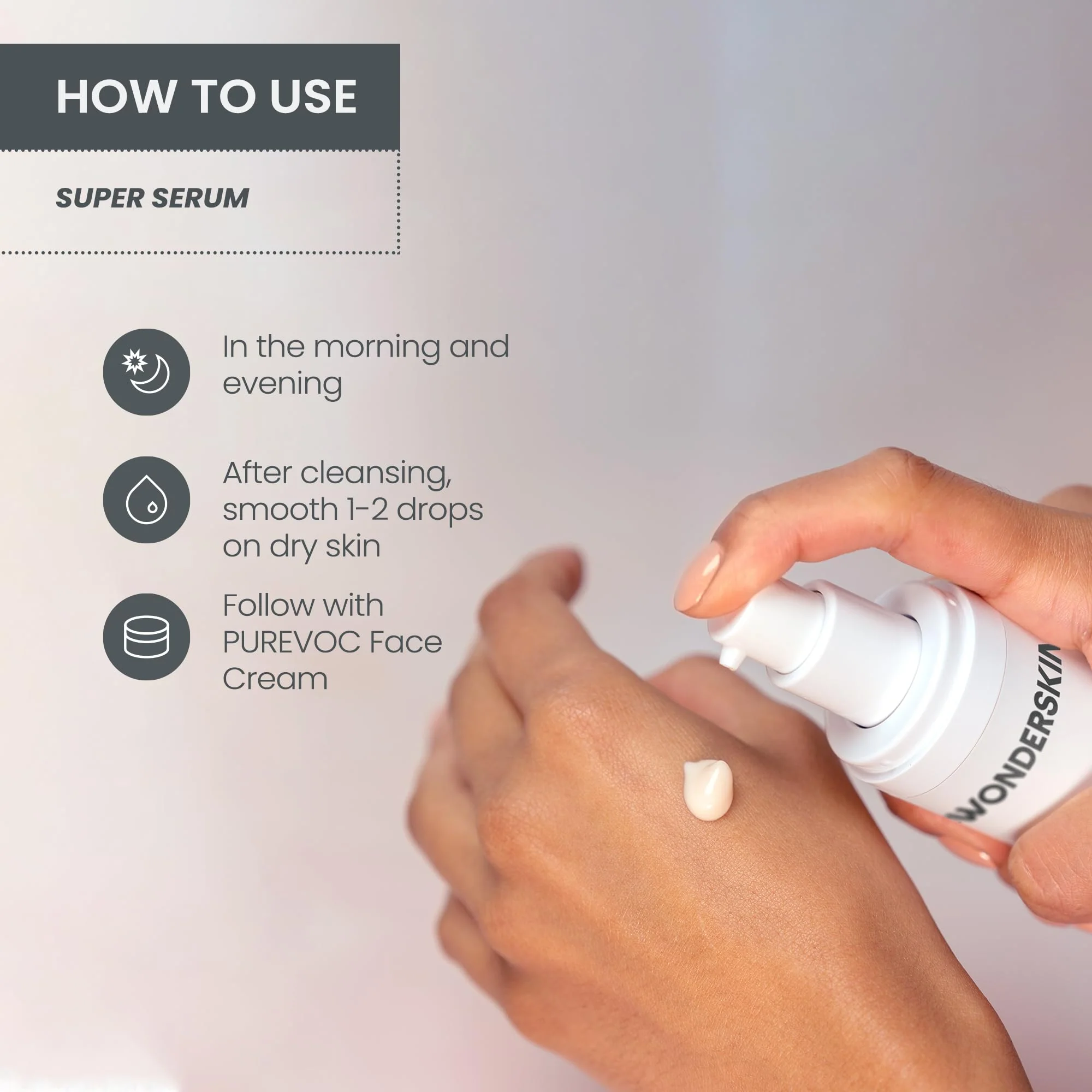 Wonderskin Super Serum - All Day Glow Multi-Corrective Serum, Skin Care Facial Moisturizer, Vitamin C with Hyaluronic Acid, Anti Aging Purevoc Range - Image 6