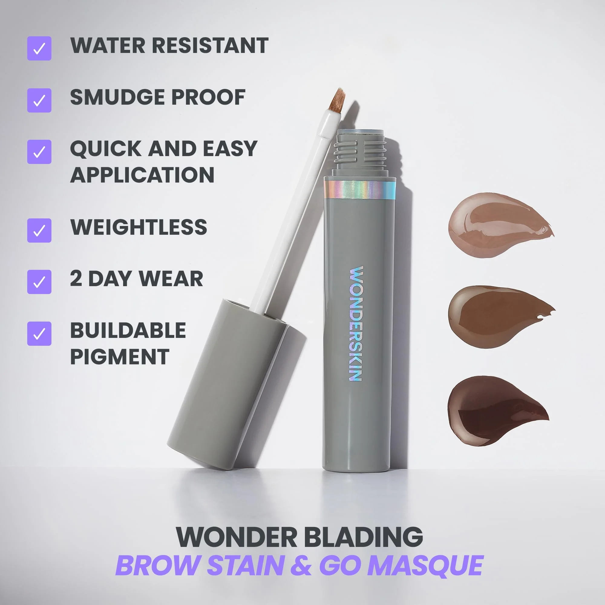 Wonderskin Wonder Blading Brow Stain & Go Masque - Long Lasting Eye Brow Tint, Transfer Proof and Smudge Proof Eyebrow Tint Stain (Dark Brunette) - Image 7