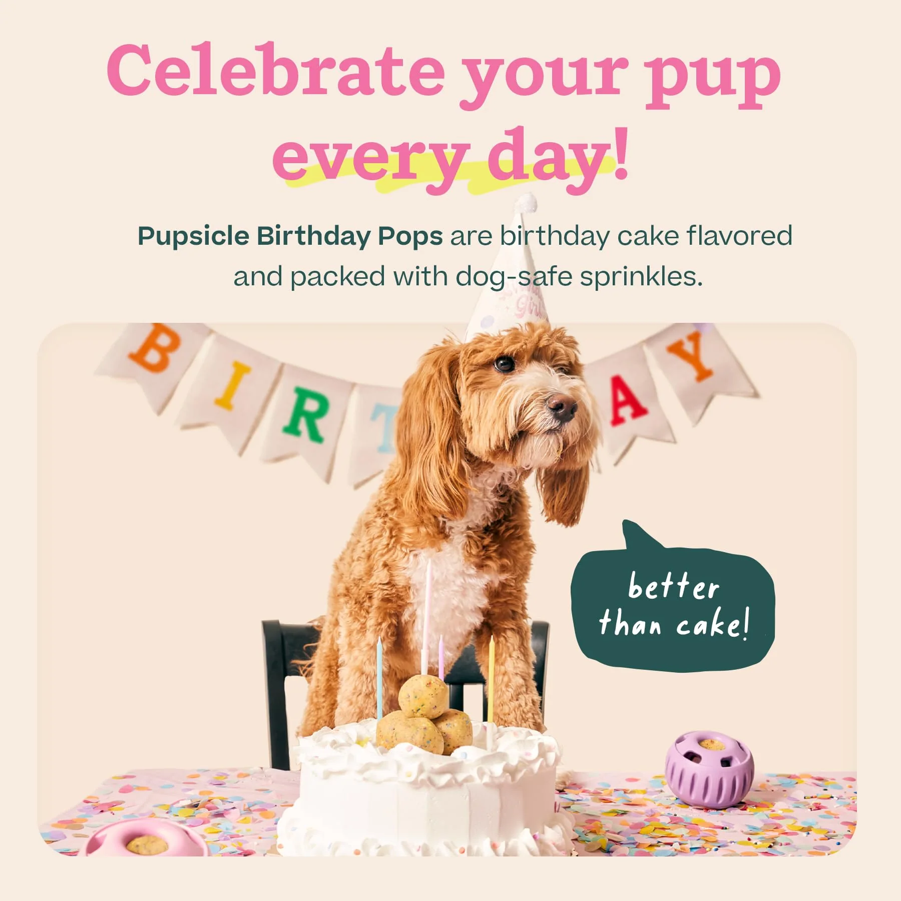 WOOF Pupsicle Birthday Pops - Healthy Dog Treats - Pre-Made Pupsicle Refills- Wholesome Ingredients - Naturally Sweet - Cake-Flavored Birthday Treat for Dogs - Large - Image 7