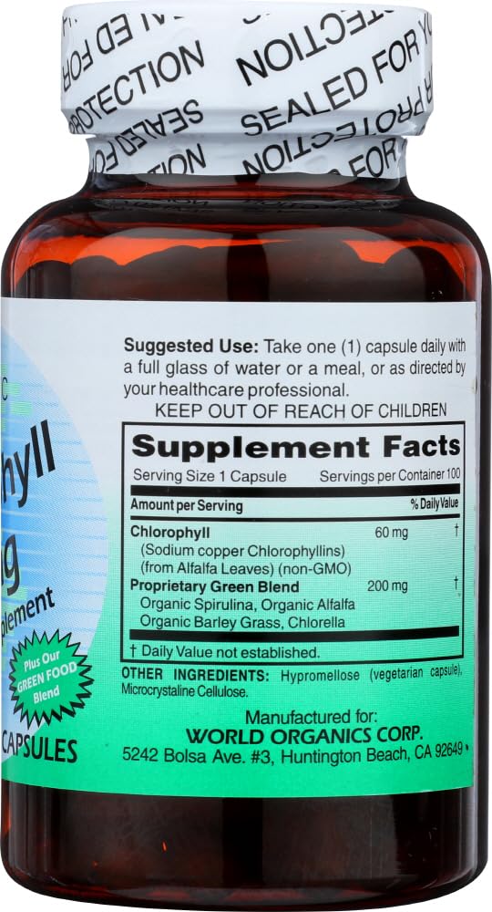 World Organic Chlorophyll 60MG, 100 CP - Image 3