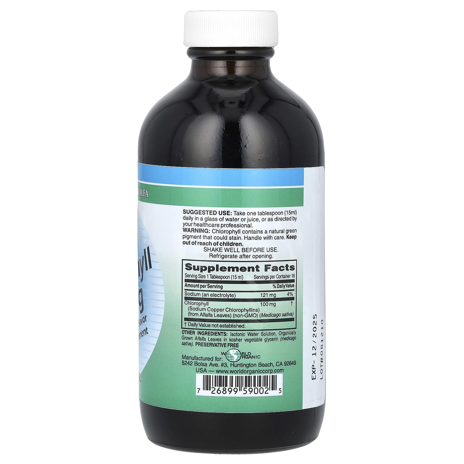 World Organic - Chlorophyll Liquid 100mg, 8 oz liquid - Image 3