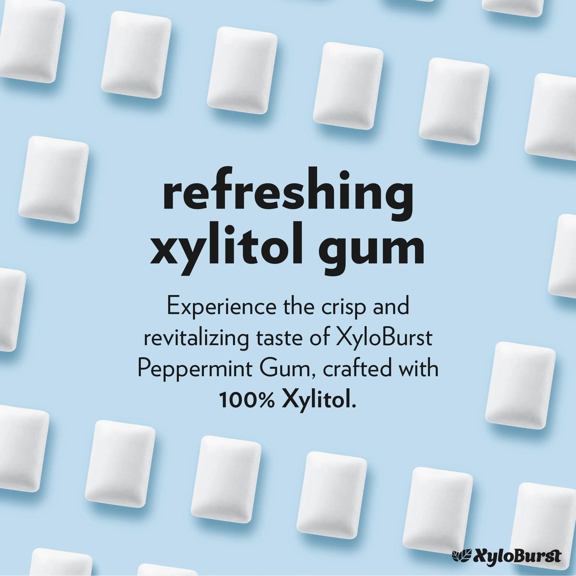 XyloBurst Gum | Xylitol Chewing Gum | Sugar Free, Gluten Free, Keto Friendly | Aspartame Free Gum For Oral Health | Peppermint | 100-Count Jar - Image 2