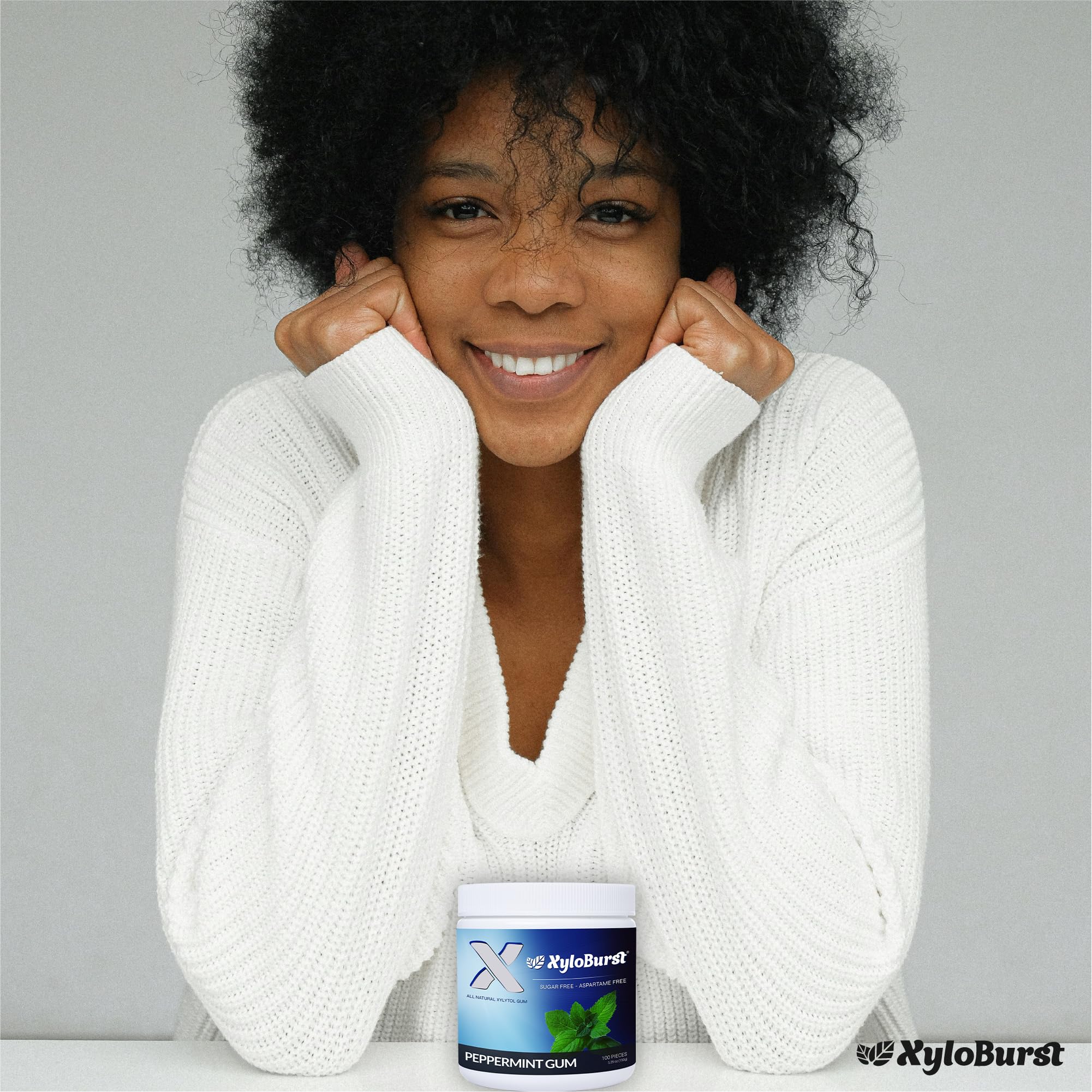 XyloBurst Gum | Xylitol Chewing Gum | Sugar Free, Gluten Free, Keto Friendly | Aspartame Free Gum For Oral Health | Peppermint | 100-Count Jar - Image 6