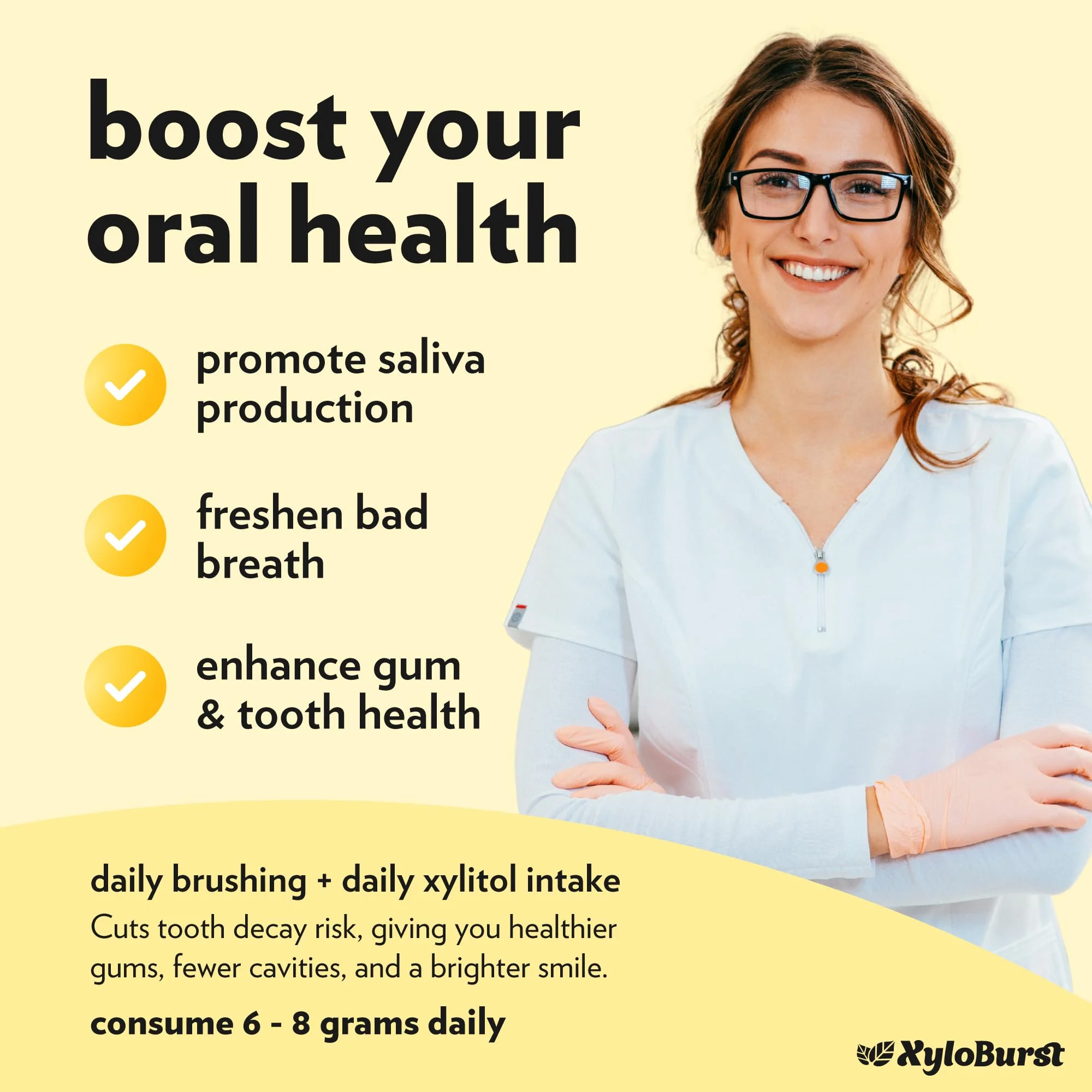 XyloBurst - Xylitol Mints | Sugar Free Breath Mint for Oral Health | Gluten Free, Vegan, Keto Friendly | Aspartame Free Mints | Lemon | 200 Count Jar - Image 3