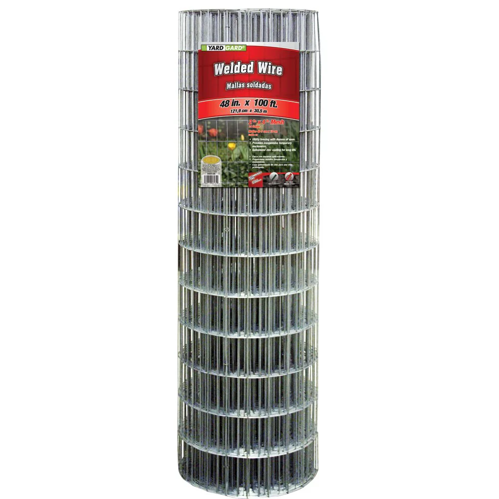 YARDGARD – 2 Inch by 4 Inch Mesh Welded Wire Fence – 48 Inches by 100 Feet – 14 Gauge Galvanized Steel – for Animal Enclosures | Cage Wire | Property Boundaries | Garden and Rabbit Fencing