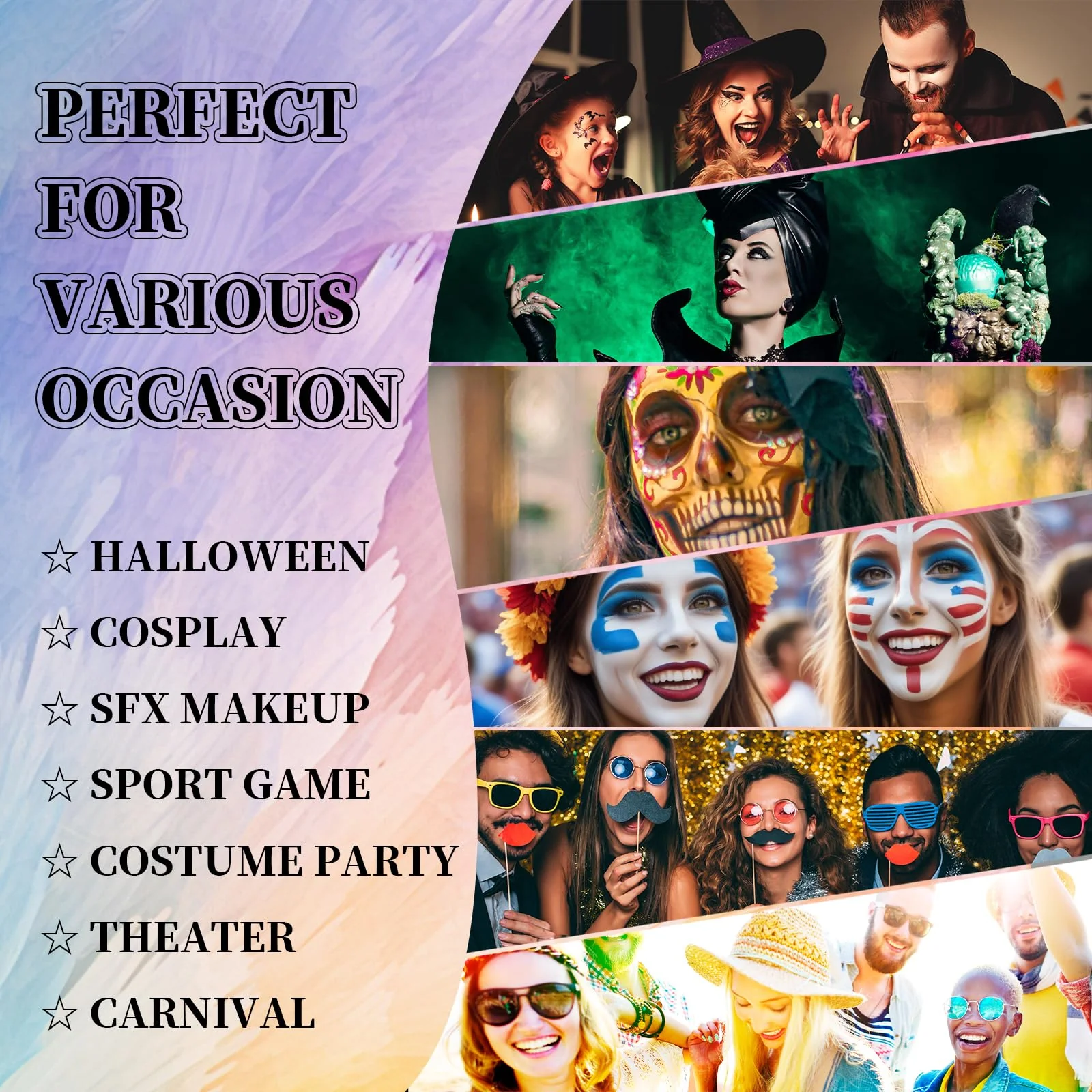 YBUETE Orange Face Body Painting Stick,Professional Orange Full-coverage Cream Face Paint for Halloween SFX Tiger Pumpkin Clown Cosplay, Washable Eye Stick for Adult Festival & Theater Performance - Image 2