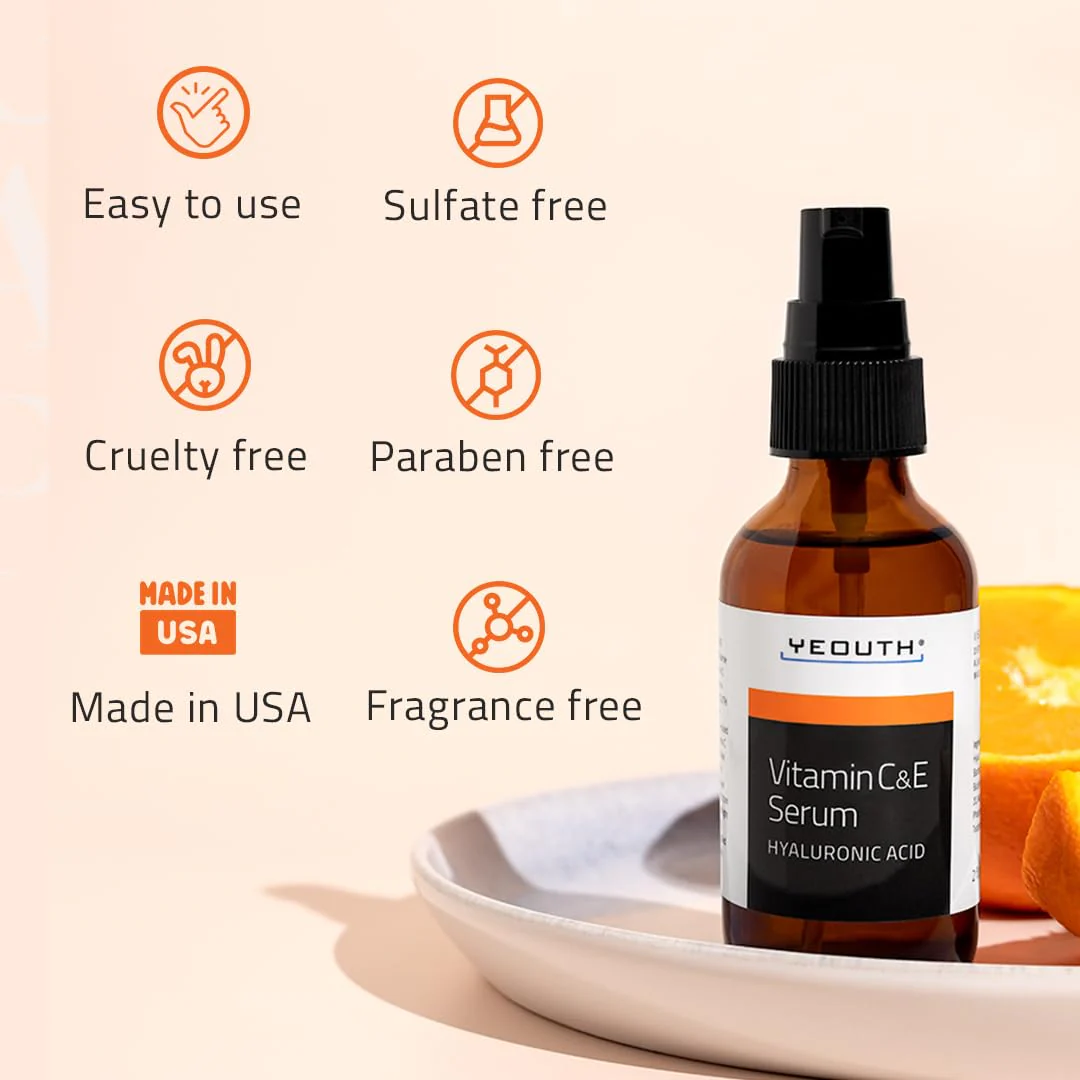 YEOUTH Vitamin C Serum for Face with Hyaluronic Acid, Hydrating Face Serum for Women, Facial Serums Targets Appearance of Dull Spots 2oz - Image 2