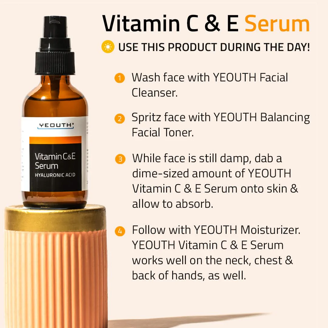 YEOUTH Vitamin C Serum for Face with Hyaluronic Acid, Hydrating Face Serum for Women, Facial Serums Targets Appearance of Dull Spots 2oz - Image 3