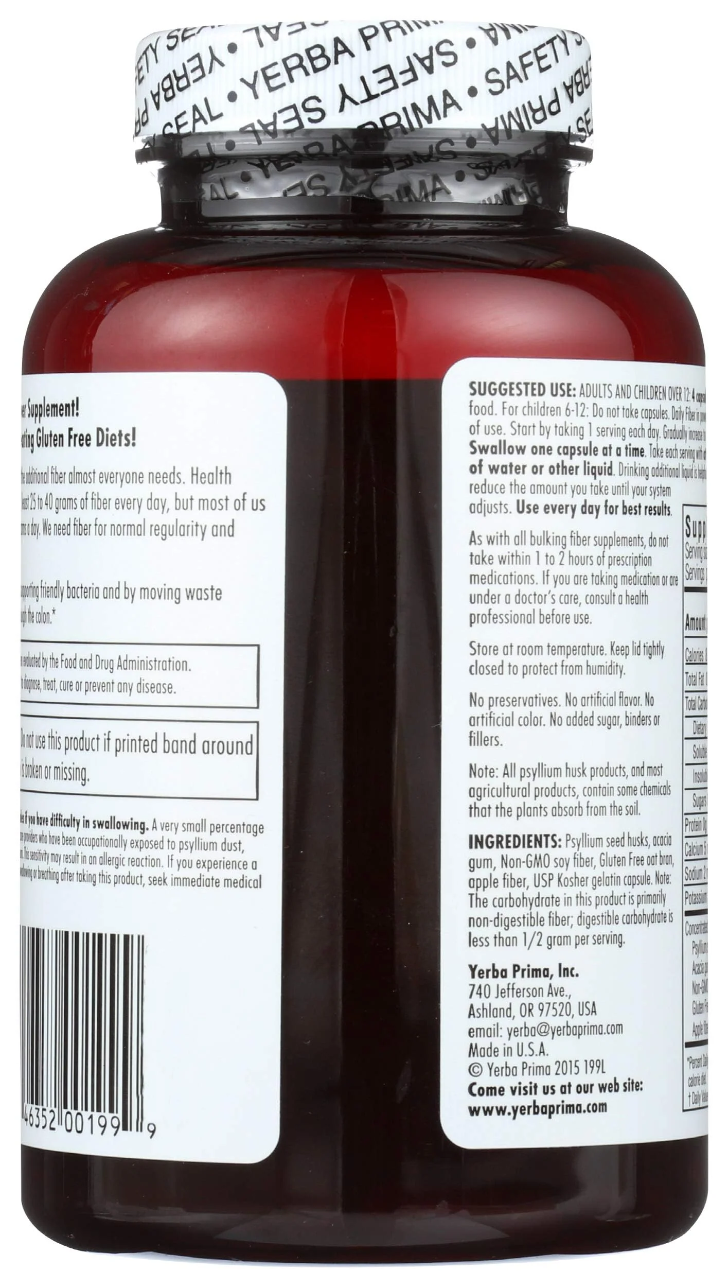 Yerba Prima Daily Fiber, 625mg, 180 Caplets - Image 7