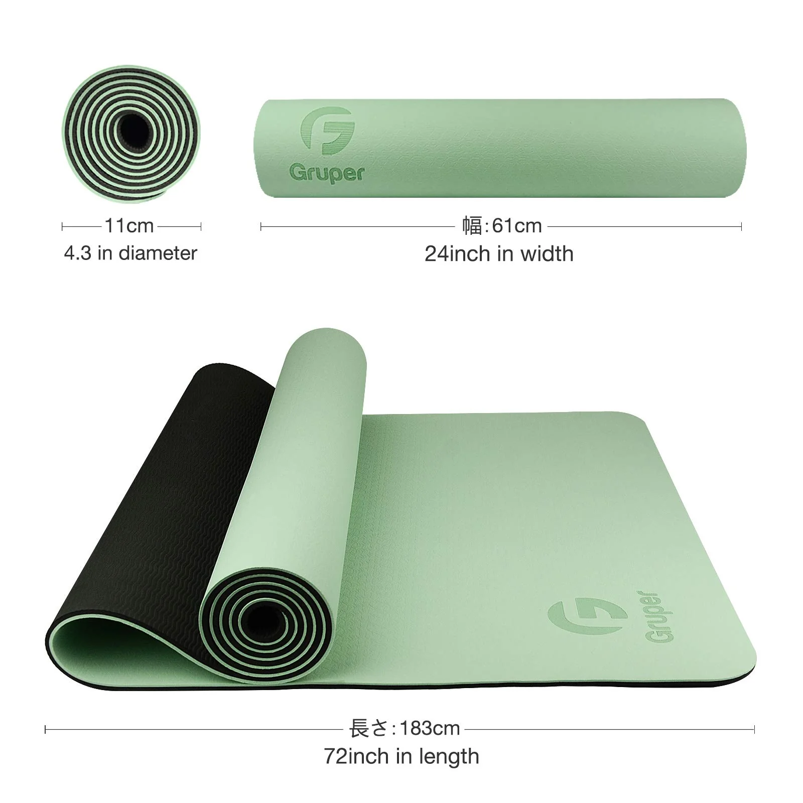 Yoga Mat Non Slip, Eco Friendly Fitness Exercise Mat with Carrying Strap,Pro Yoga Mats for Women,Workout Mats for Home, Pilates and Floor Exercises (Matcha Green/Black, Thickness-6mm) - Image 5