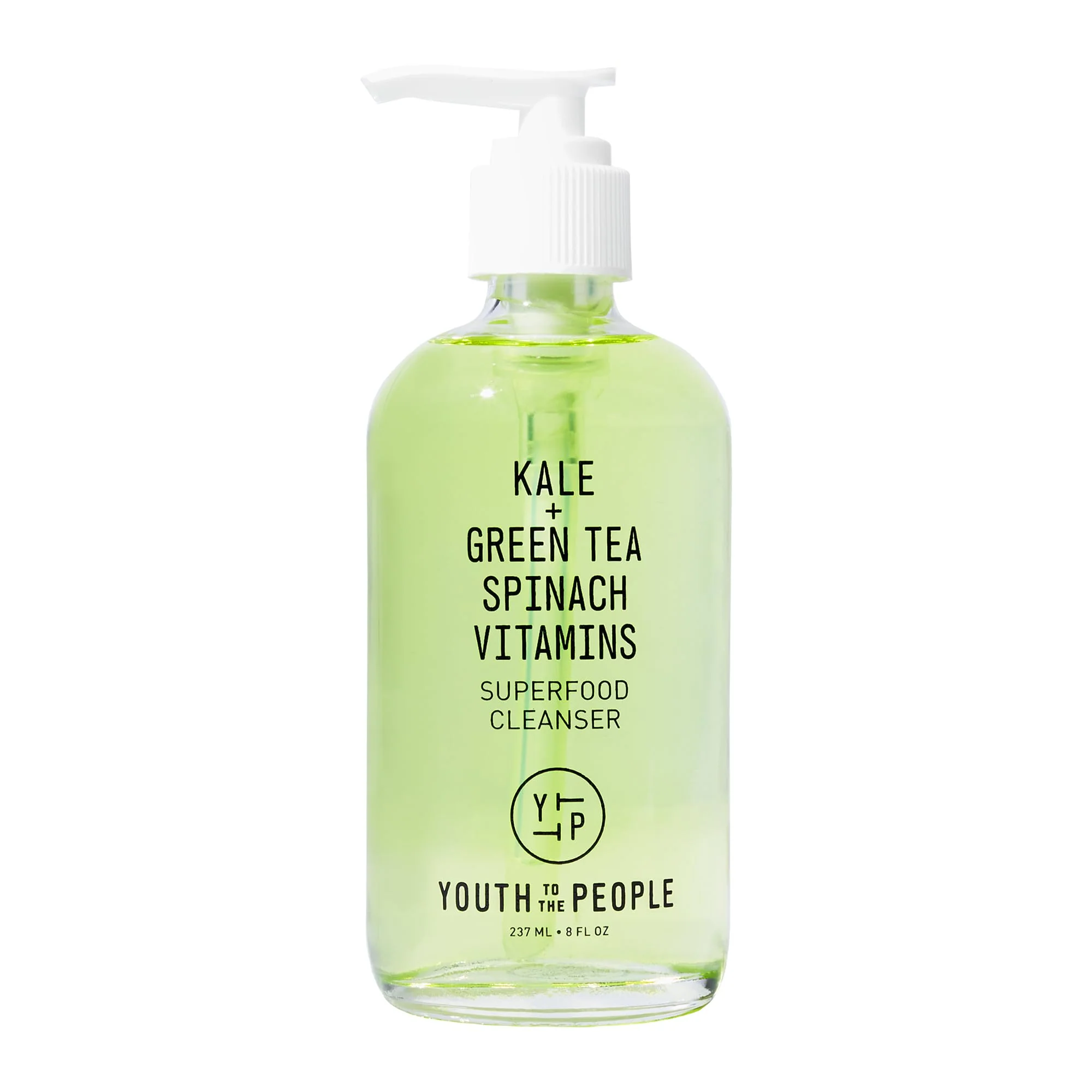 Youth To The People Superfood Facial Cleanser Full Size - Kale + Green Tea Daily Face Wash, Gentle Makeup Remover, with Soothing Antioxidants for Glowing Skin, pH Balance, Clean Pores – 8 fl oz